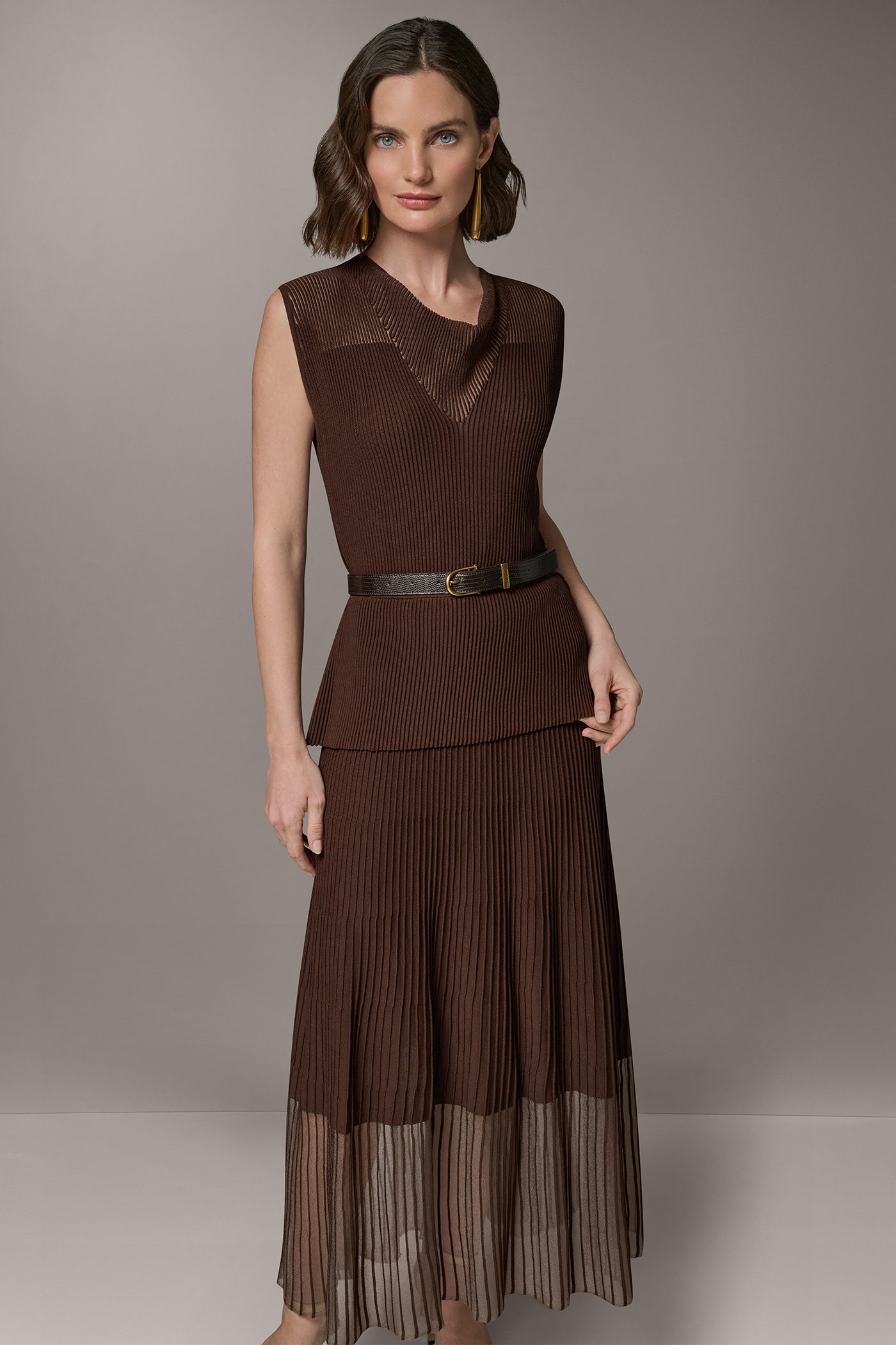 Canyon SLEEVELESS COWL NECK MIDI SWEATER DRESS Donna Karan
