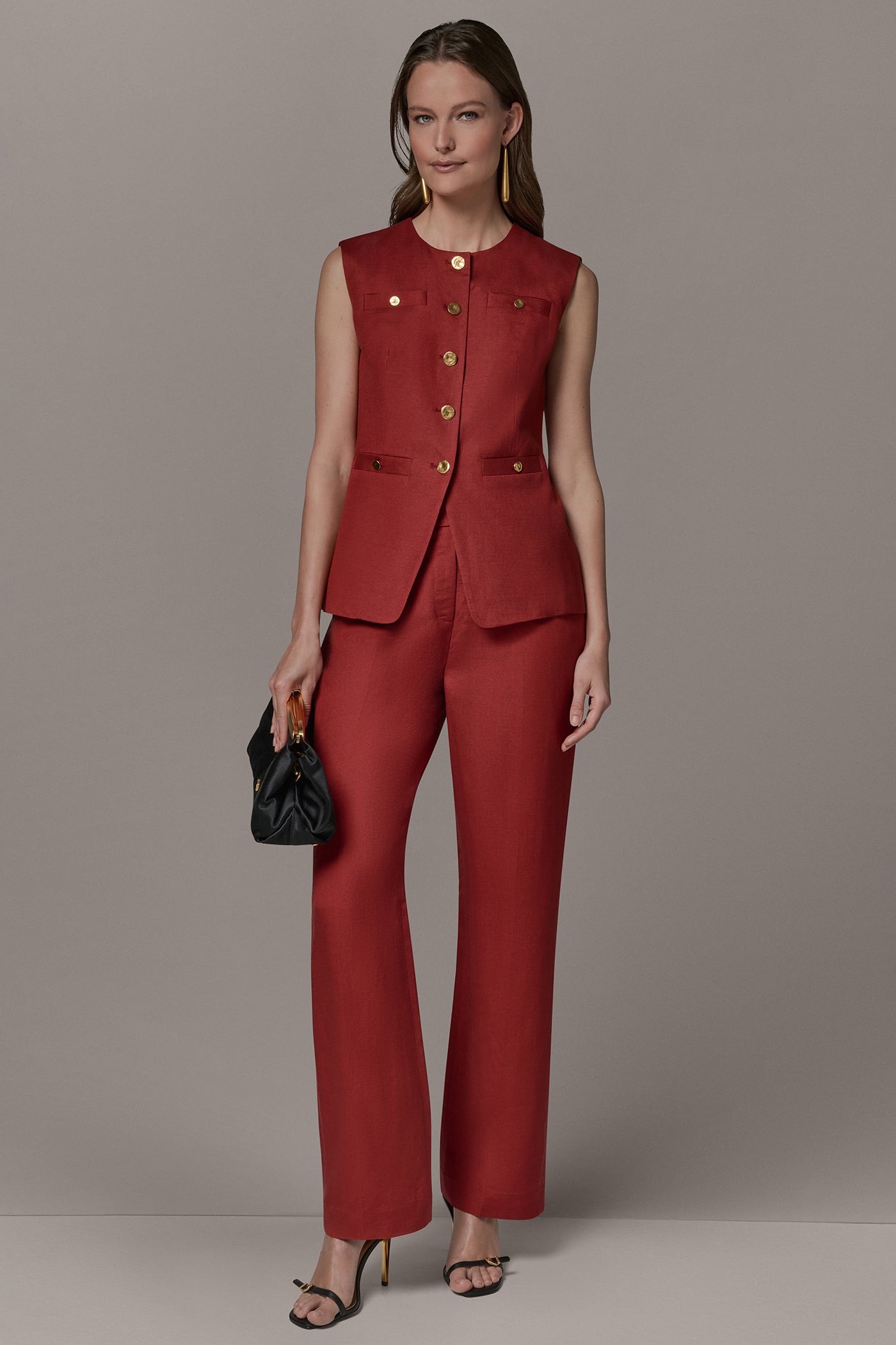 Sunbaked COLLARLESS VEST Donna Karan