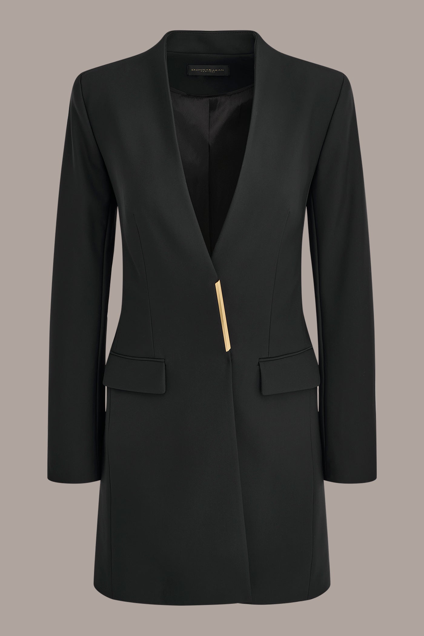 Black COLLARLESS TOPPER Donna Karan