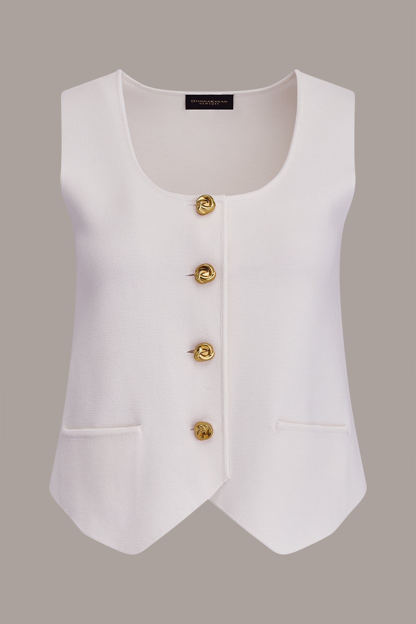 Cream CROPPED SWEATER SUIT VEST Donna Karan