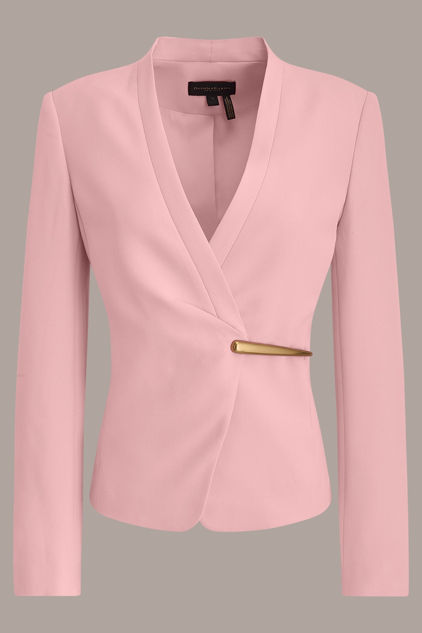 Pink BAR-EMBELLISHED WRAP BLAZER Donna Karan