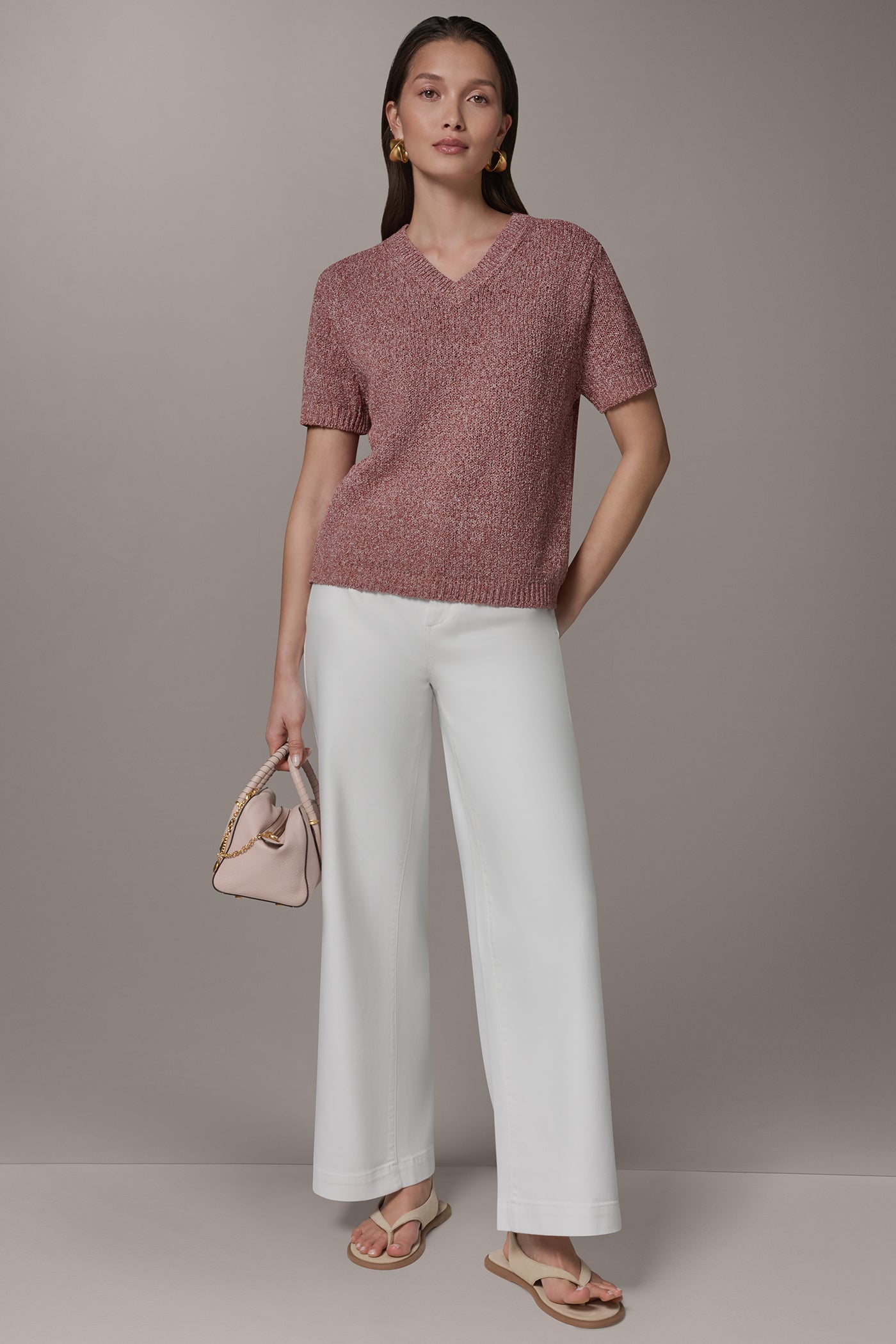 Sunbaked Multi SHORT SLEEVE MÉLANGE EASY SWEATER Donna Karan