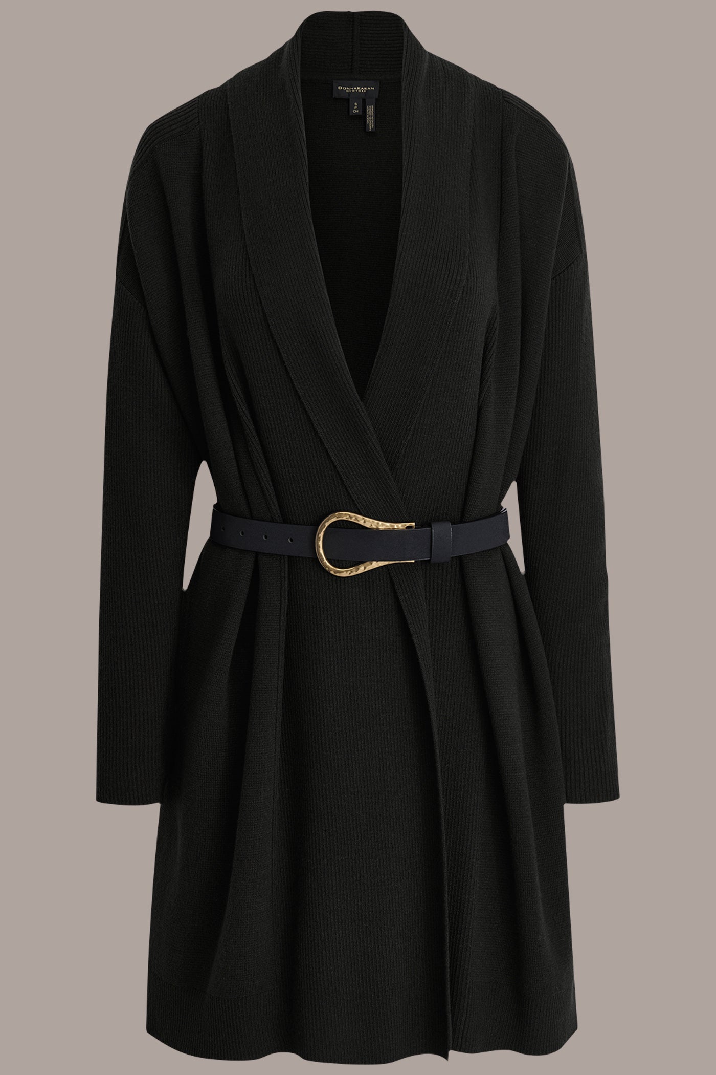 Black V-NECK LONG CARDIGAN Donna Karan