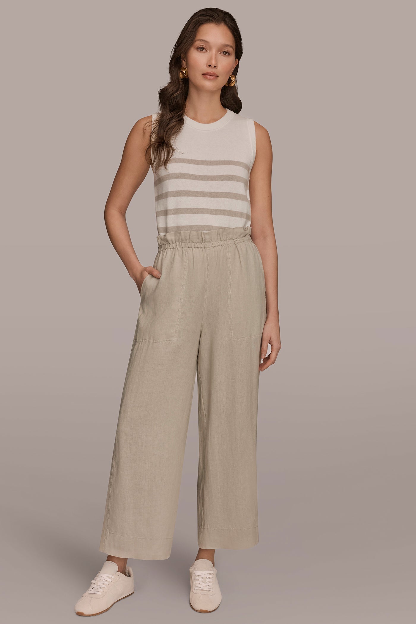 Tuscan Grey HIGH-RISE PAPERBAG PANT Donna Karan