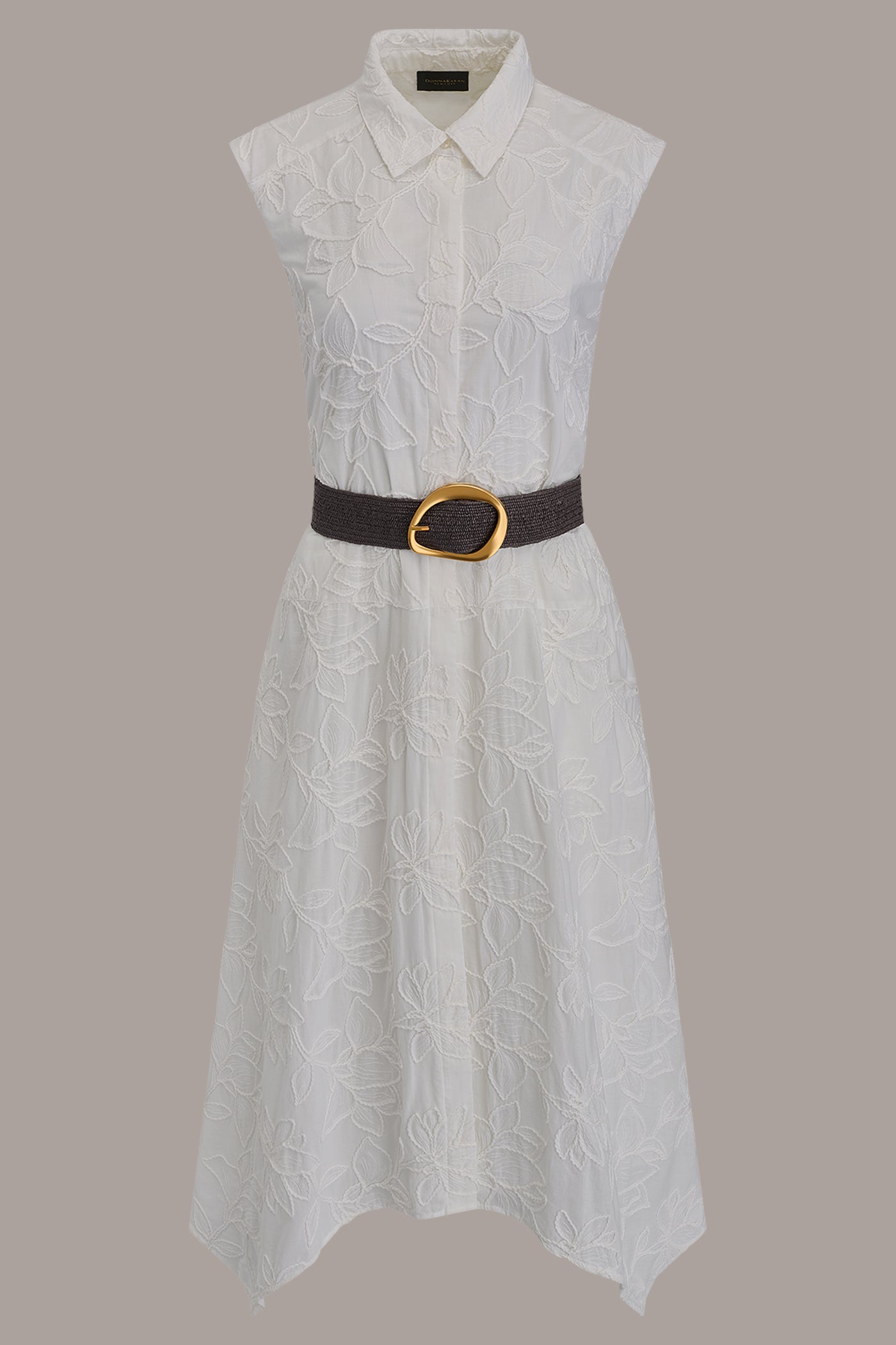Cream SLEEVELESS MIDI SHIRT DRESS Donna Karan