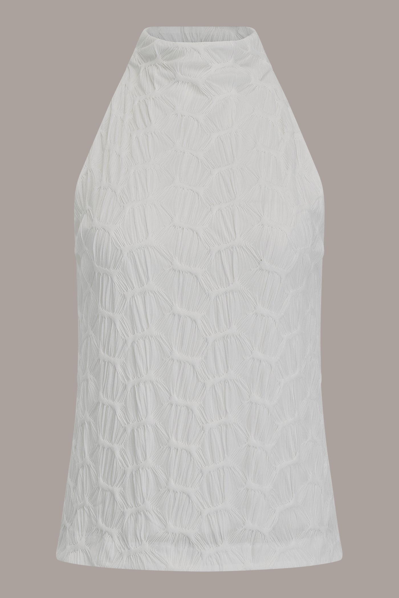 Cream SLEEVELESS MOCK NECK BLOUSE Donna Karan