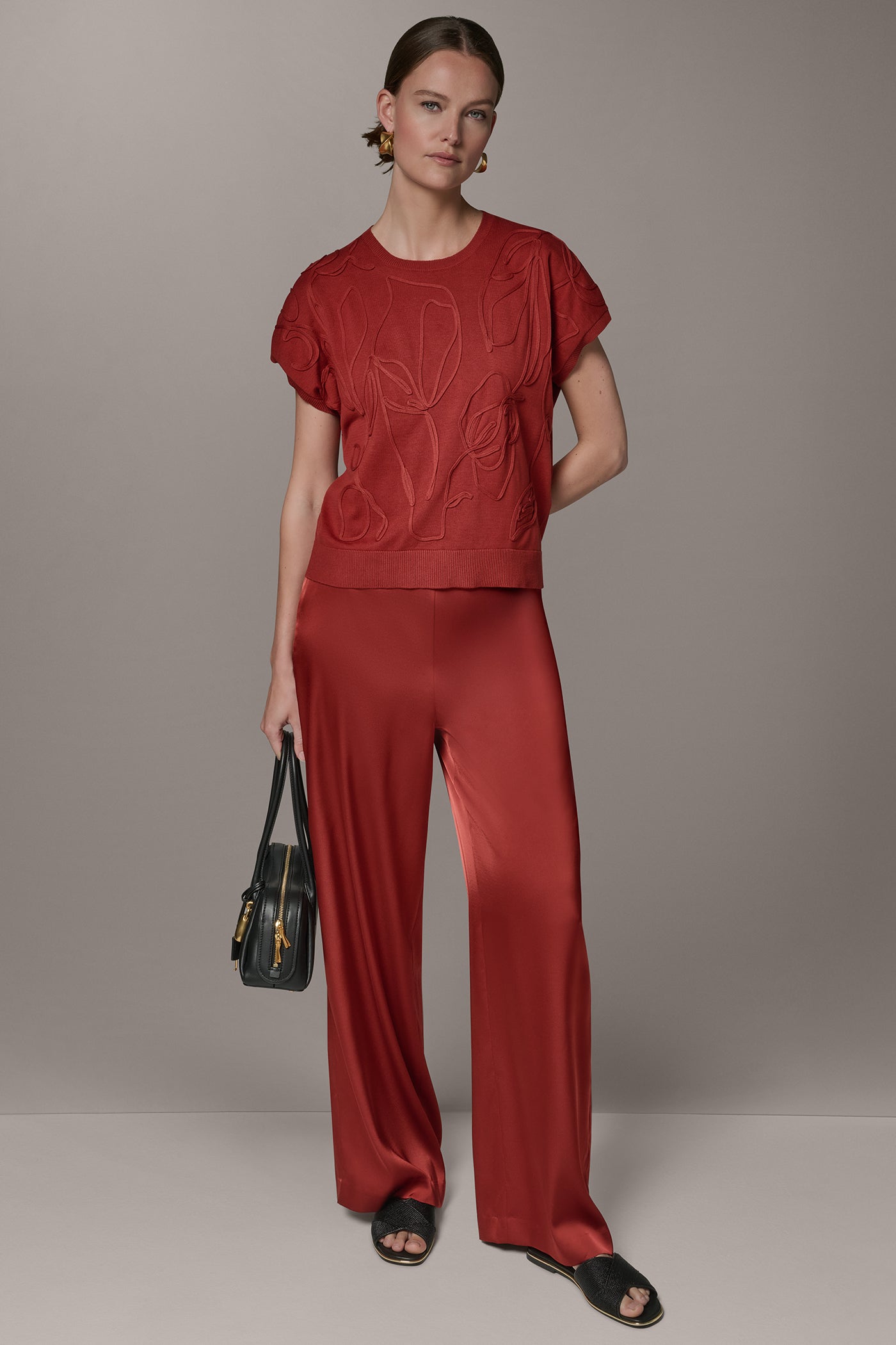 Sunbaked SHORT SLEEVE GEOMETRIC SWEATER Donna Karan
