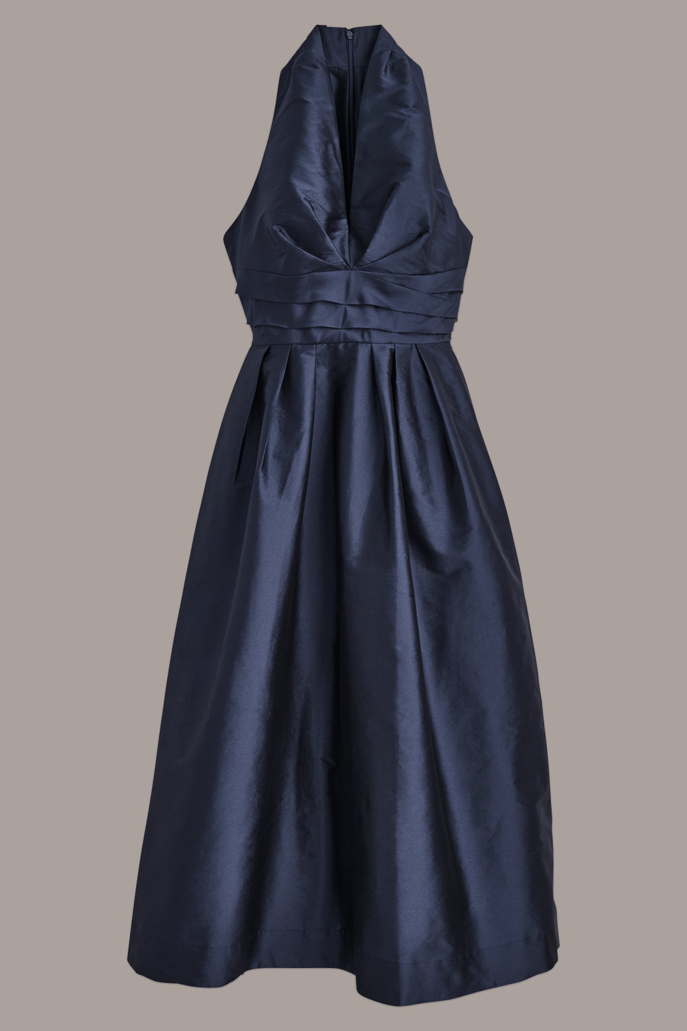 Taffeta blue SLEEVELESS V-NECK TAFFETA MIDI COCKTAIL DRESS Donna Karan