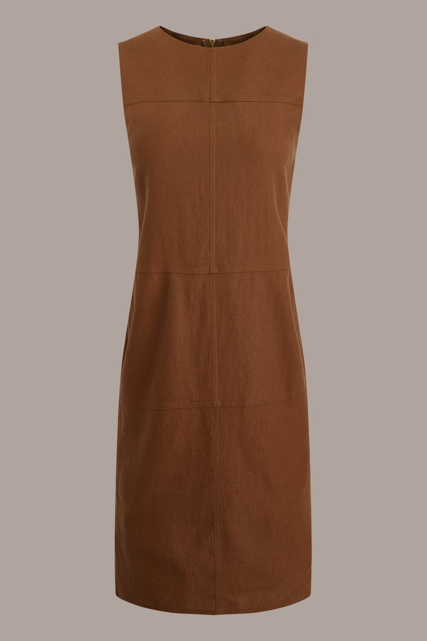 COGNAC LINEN-BLEND SHIFT DRESS Donna Karan
