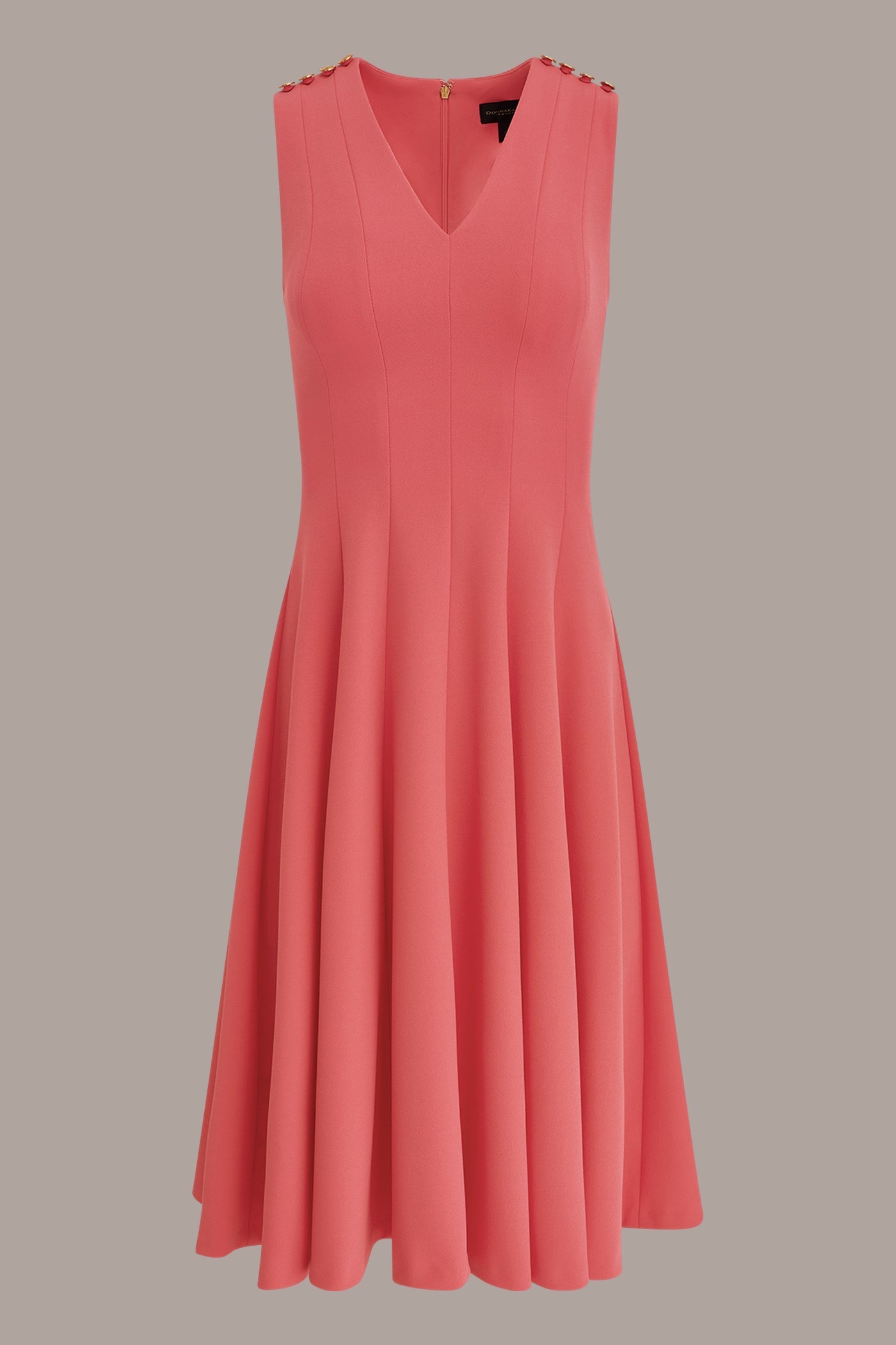 Azalea SLEEVELESS BUTTON MIDI FIT AND FLARE DRESS Donna Karan