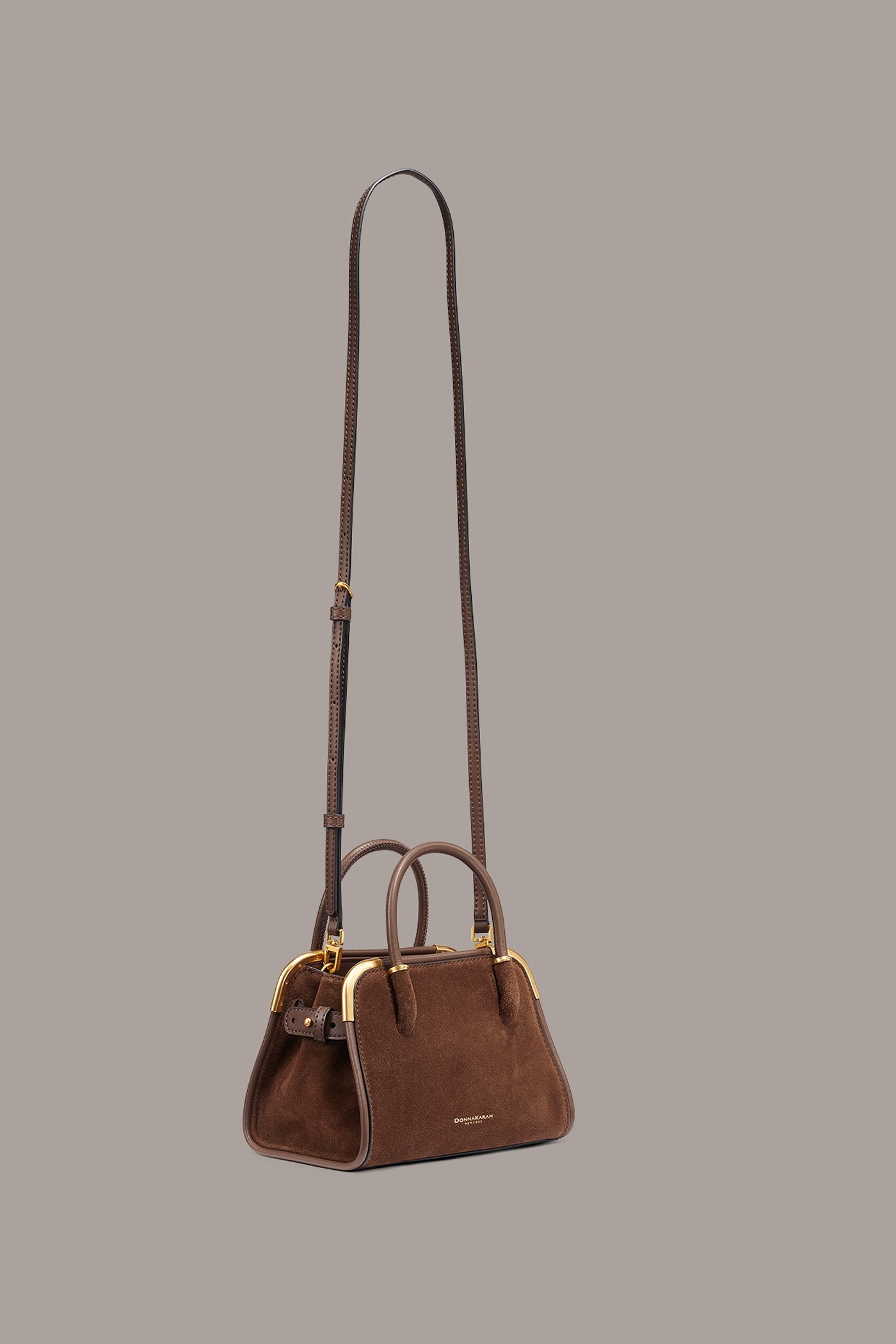 Chocolate SATIN MINI SATCHEL Donna Karan