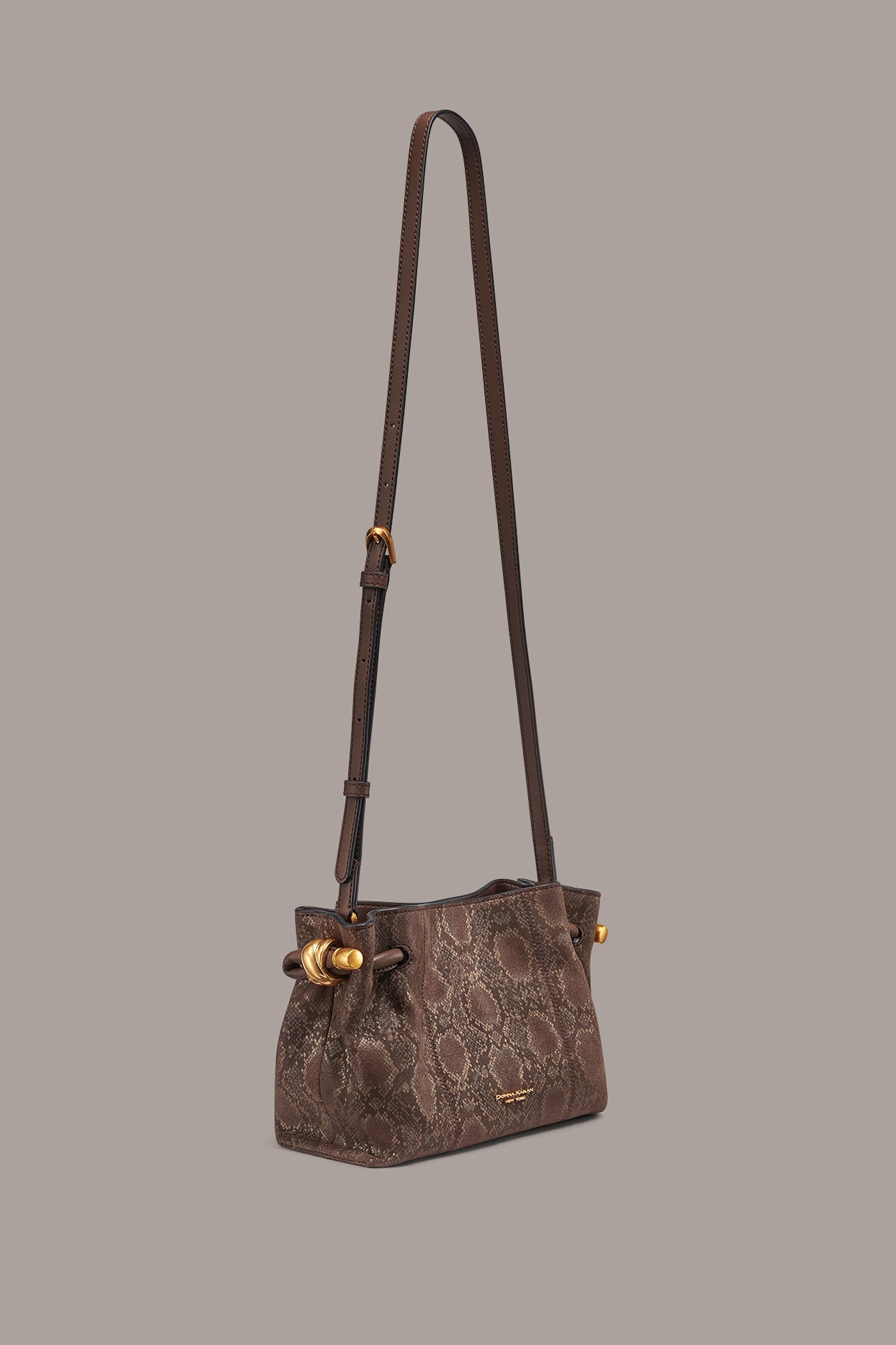 Brown Multi CASHMERE SNAKE-EFFECT CROSSBODY BAG Donna Karan