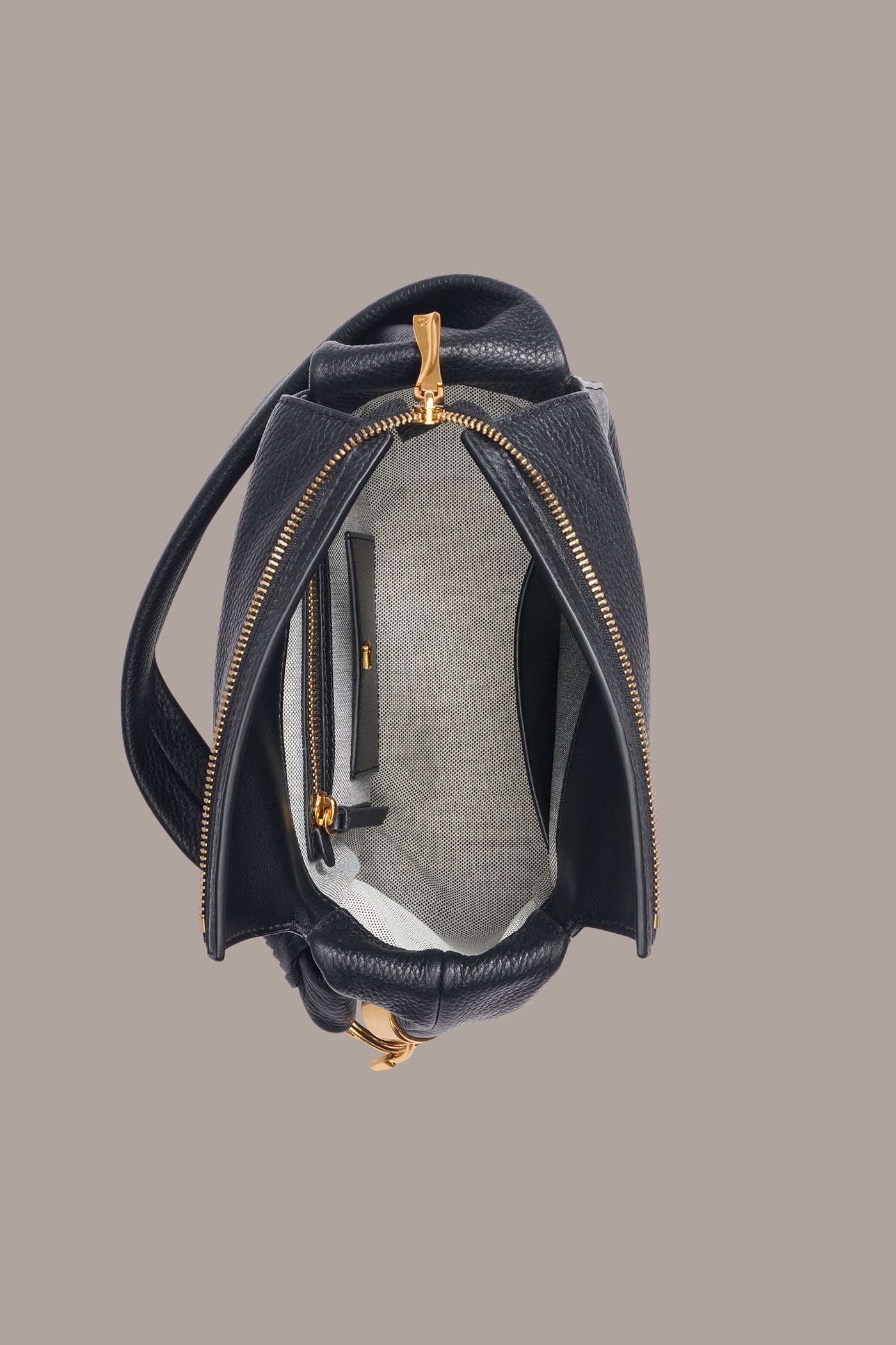 Black / Gold TARTAN LEATHER HOBO SHOULDER BAG Donna Karan