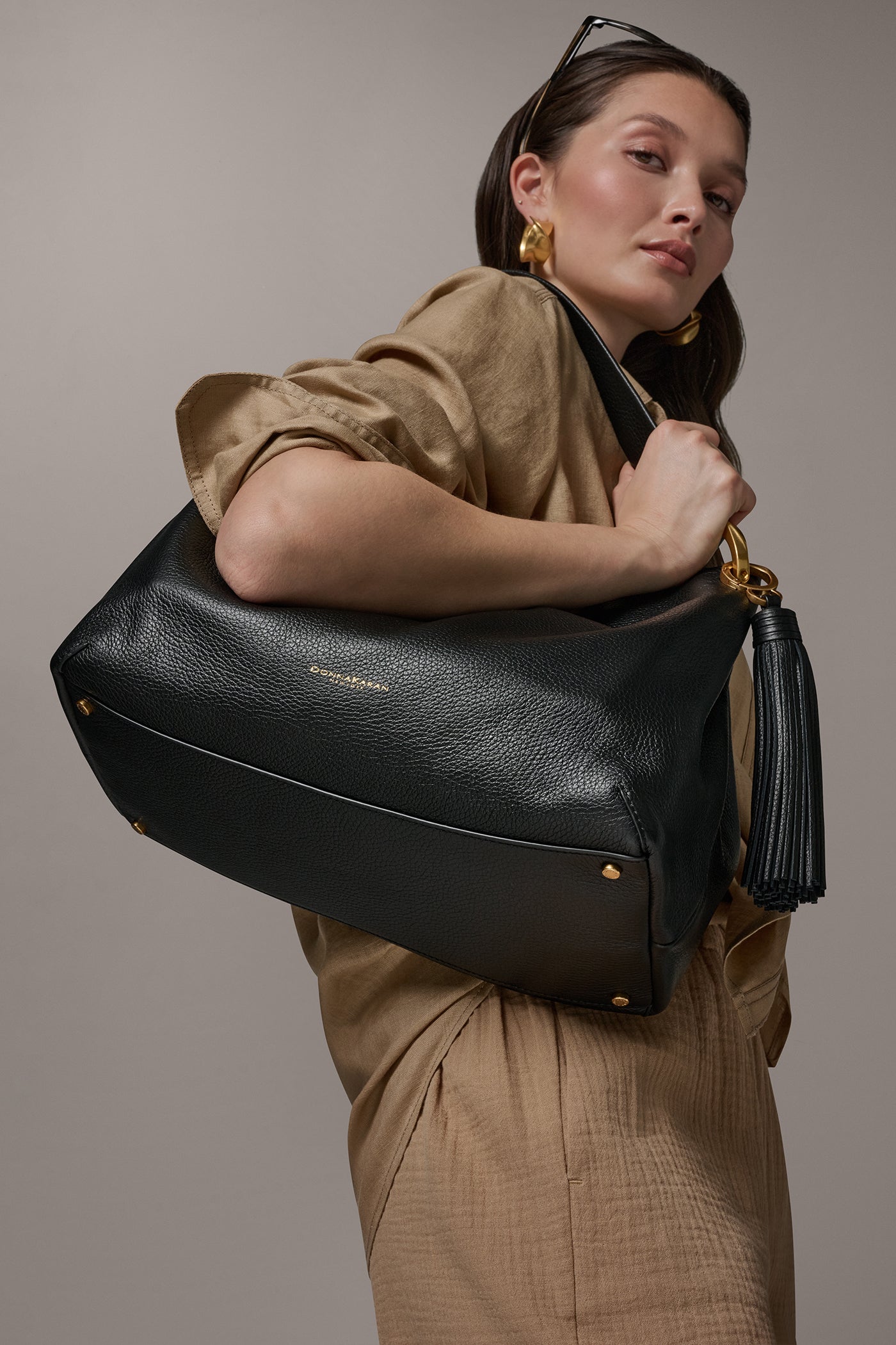 Black GLENWOOD SHOULDER BAG Donna Karan