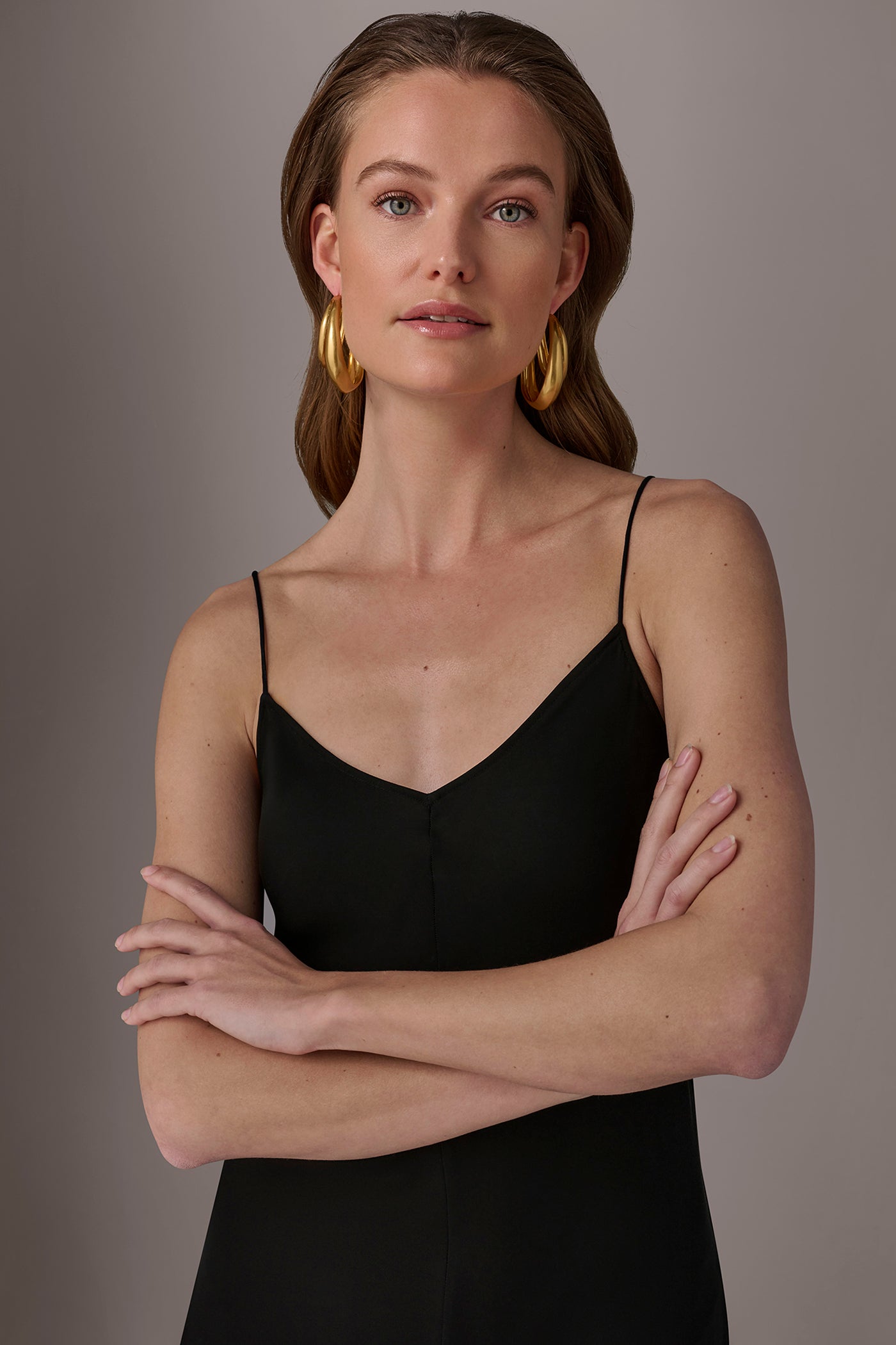 Gold ORGANIC MOLTEN MULTI ROW HOOP EARRING Donna Karan