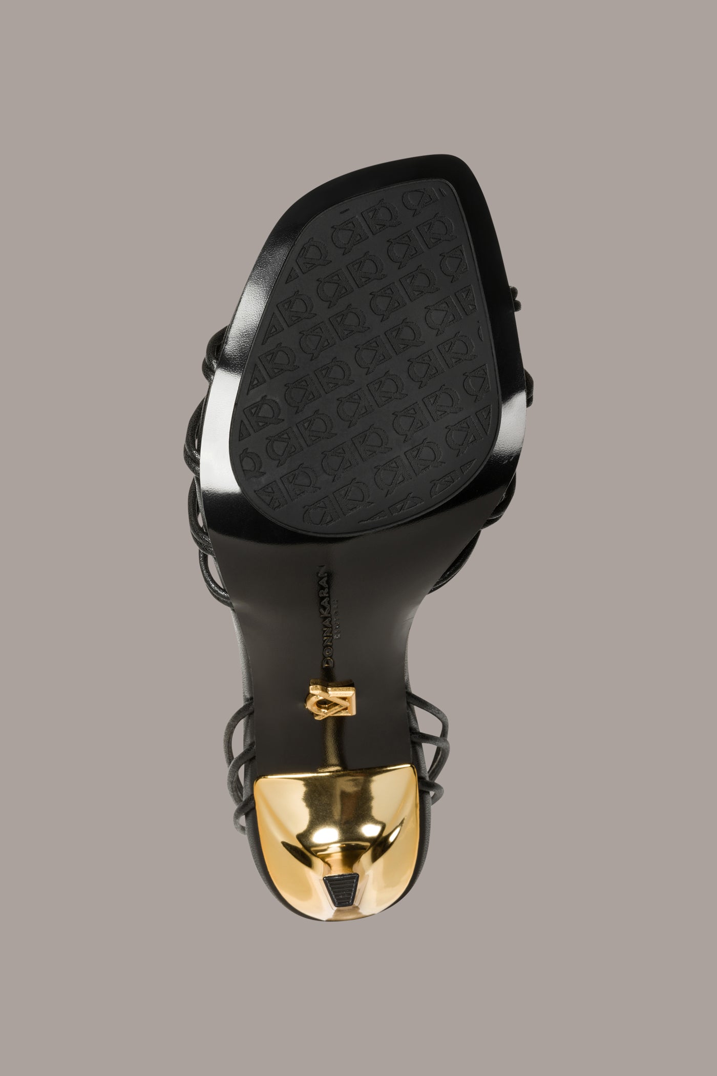 Black BRIELLE LOGO STRAPPY STILETTO SANDAL Donna Karan