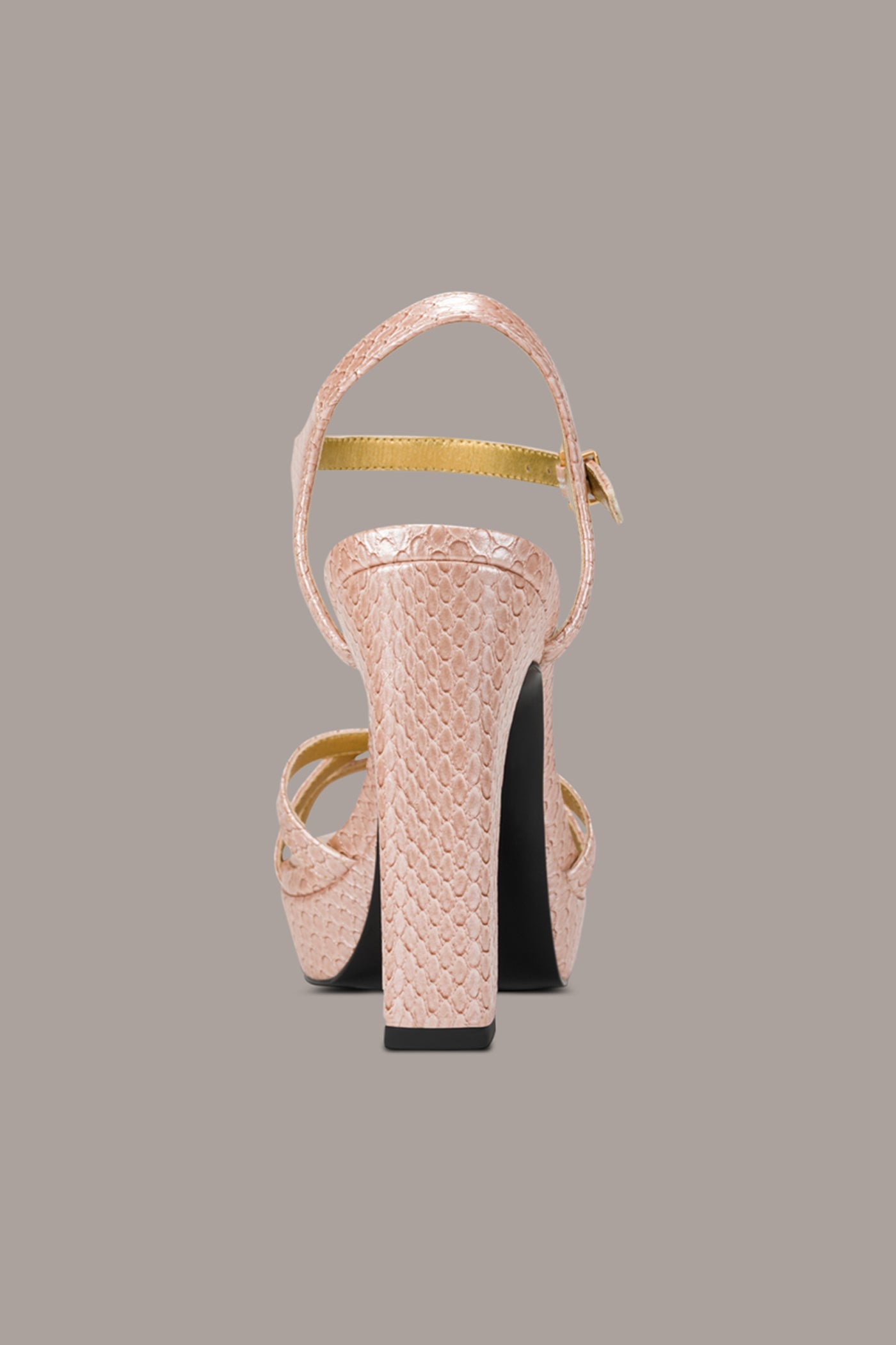 Snow Petal SPENCER METALLIC SNAKE-EFFECT PLATFORM SANDAL Donna Karan