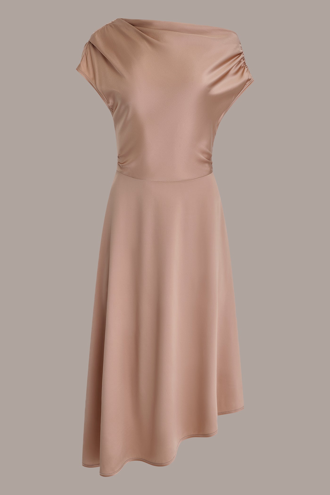 Umbria SILK-CHARMEUSE MIDI A-LINE DRESS Donna Karan