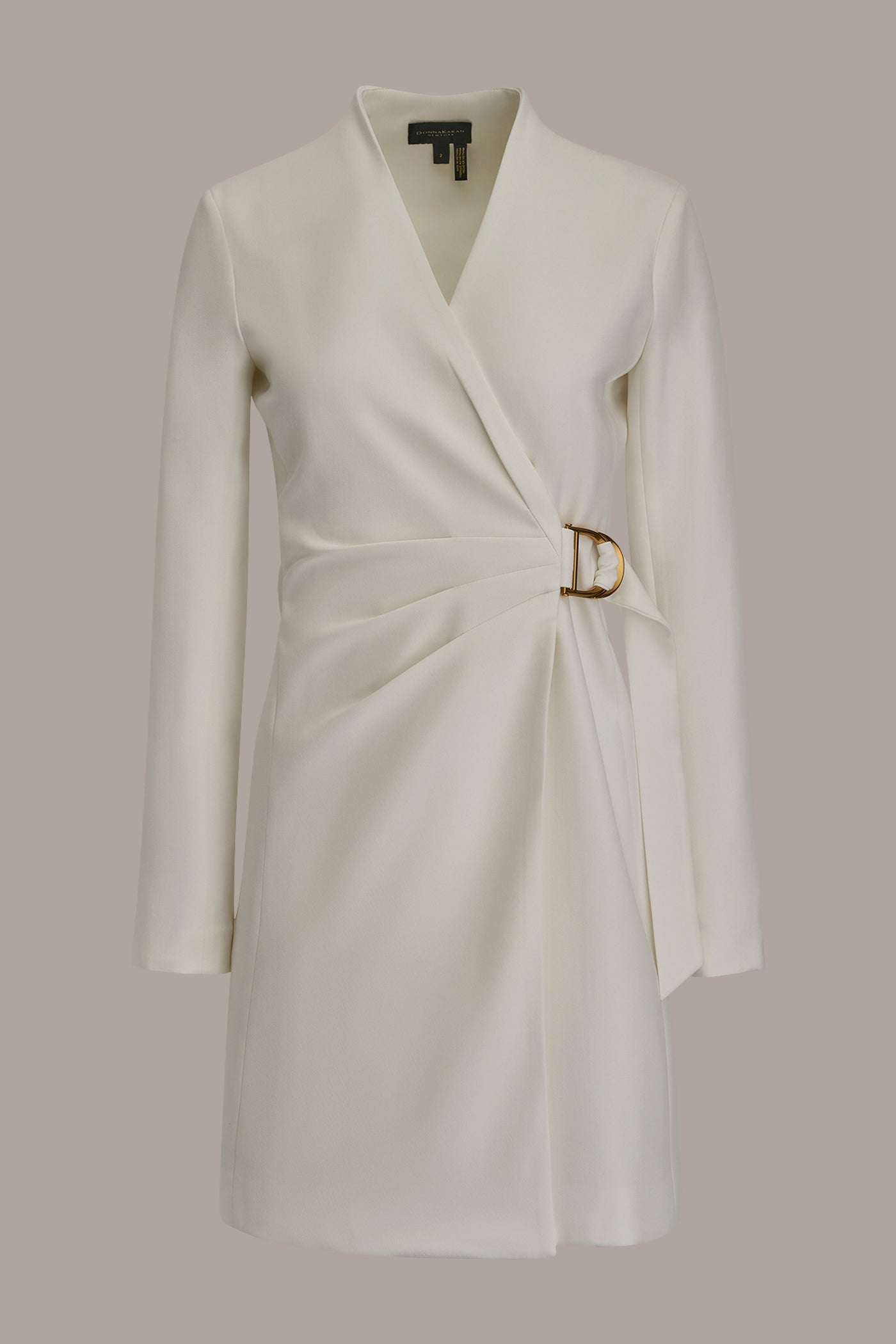 CREAM LONG SLEEVE MINI WRAP JACKET DRESS Donna Karan