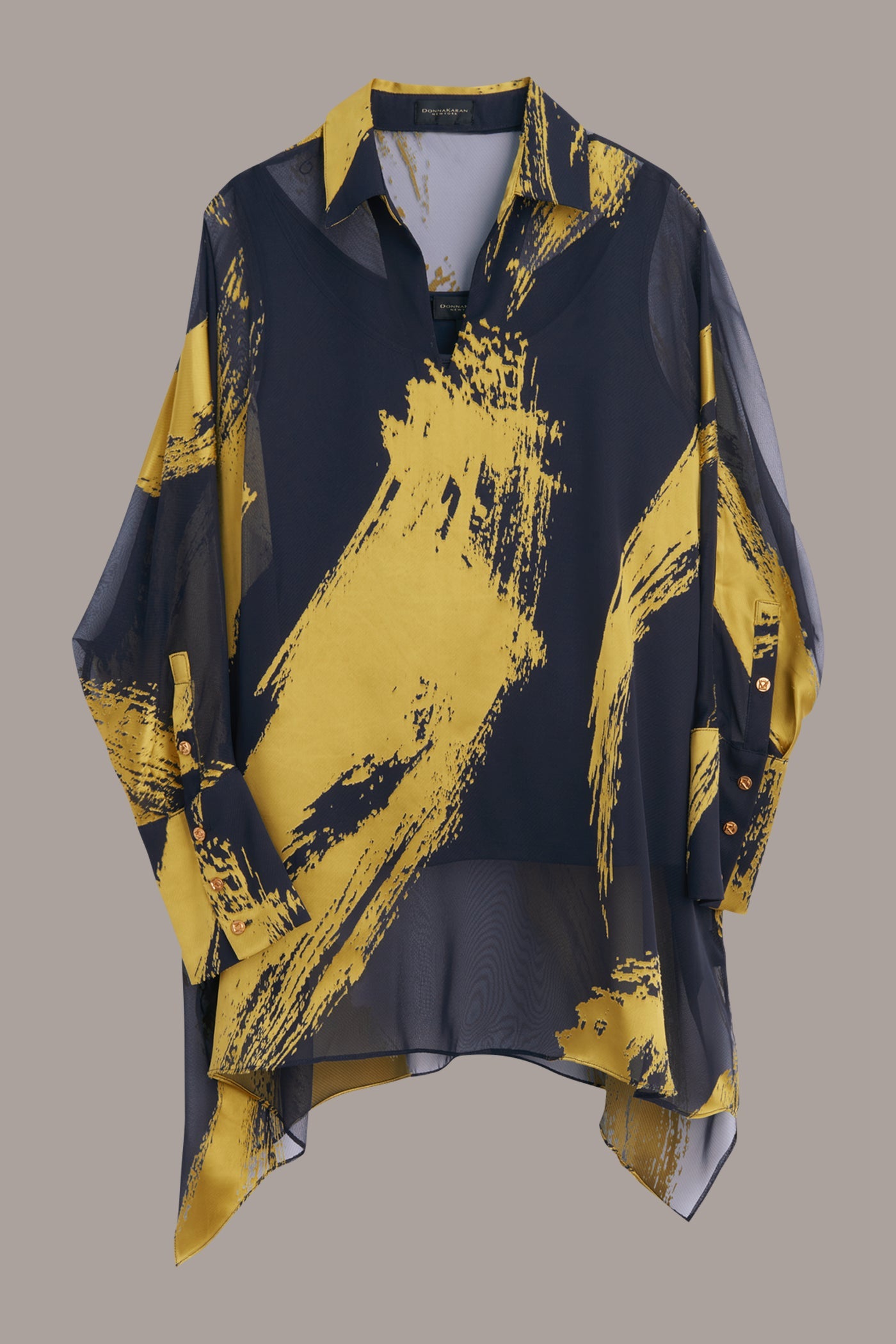 Nightfall/Gold PRINT COLLARED TUNIC Donna Karan