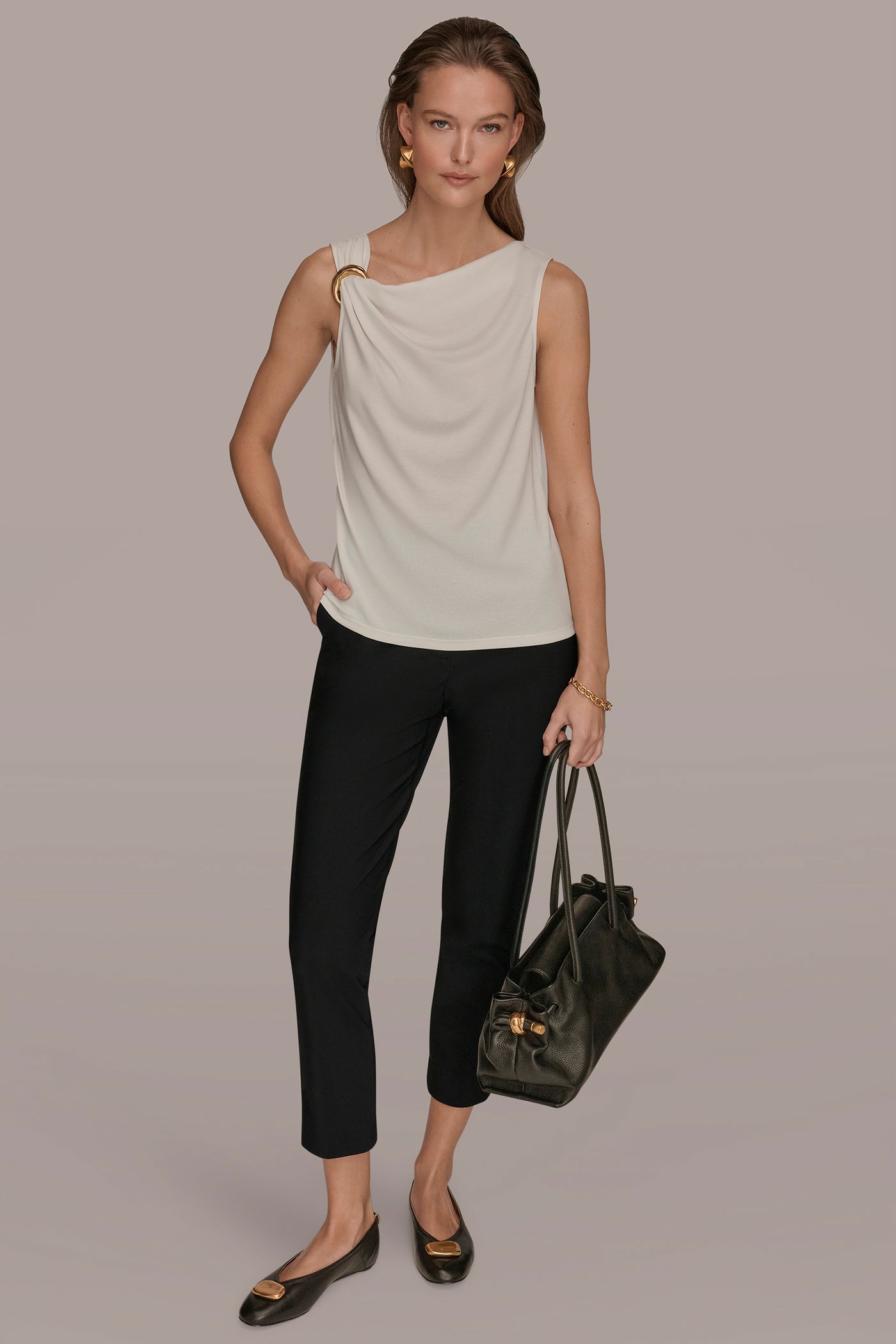 Cream ASYMMETRIC BLOUSE Donna Karan