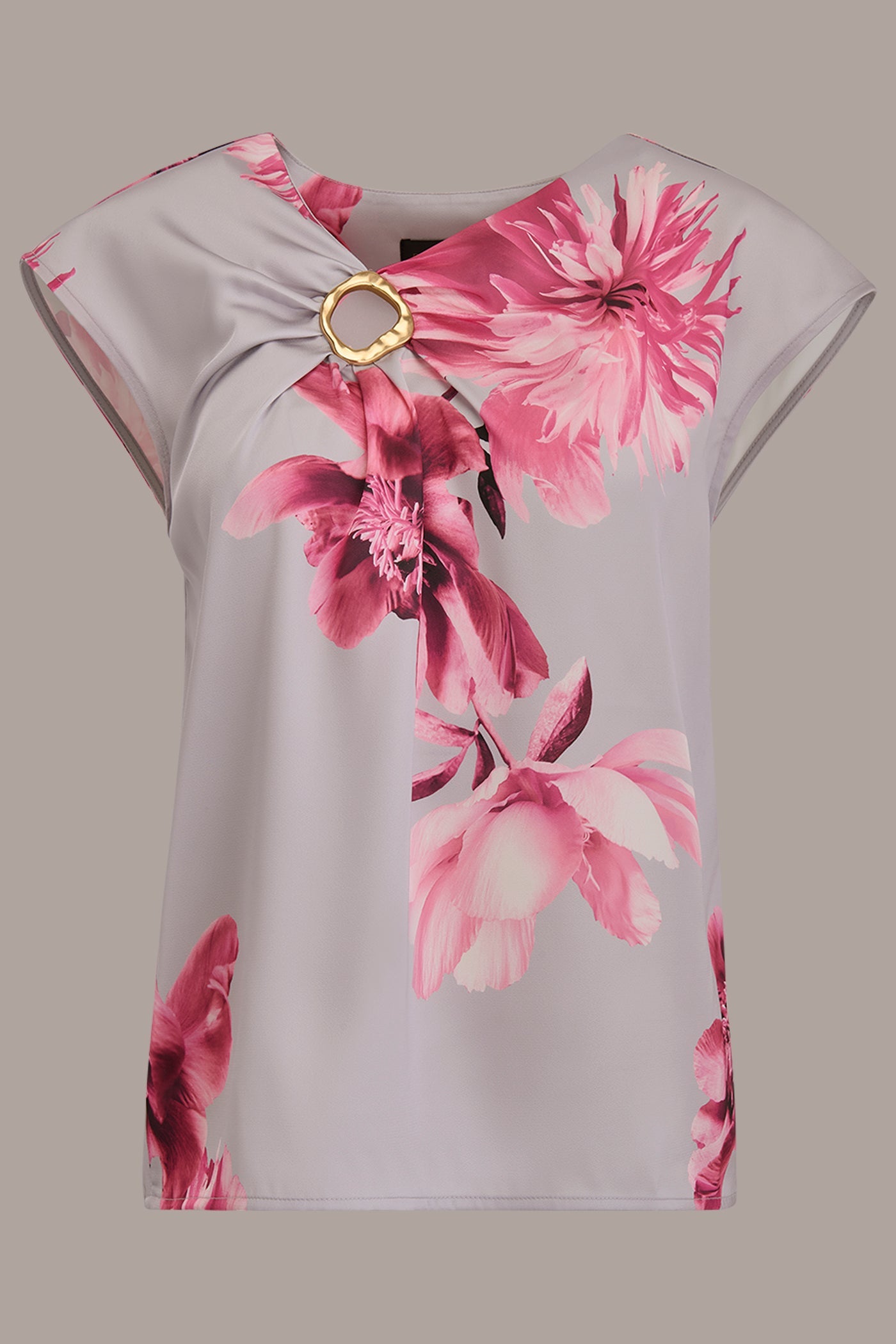 Pink Sand Multi CIRCLE KEYHOLE BLOUSE Donna Karan