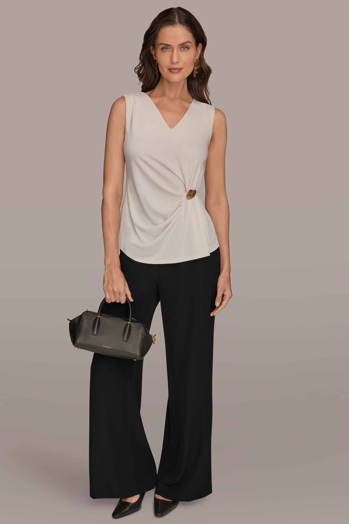 Cream V-NECK TOP Donna Karan