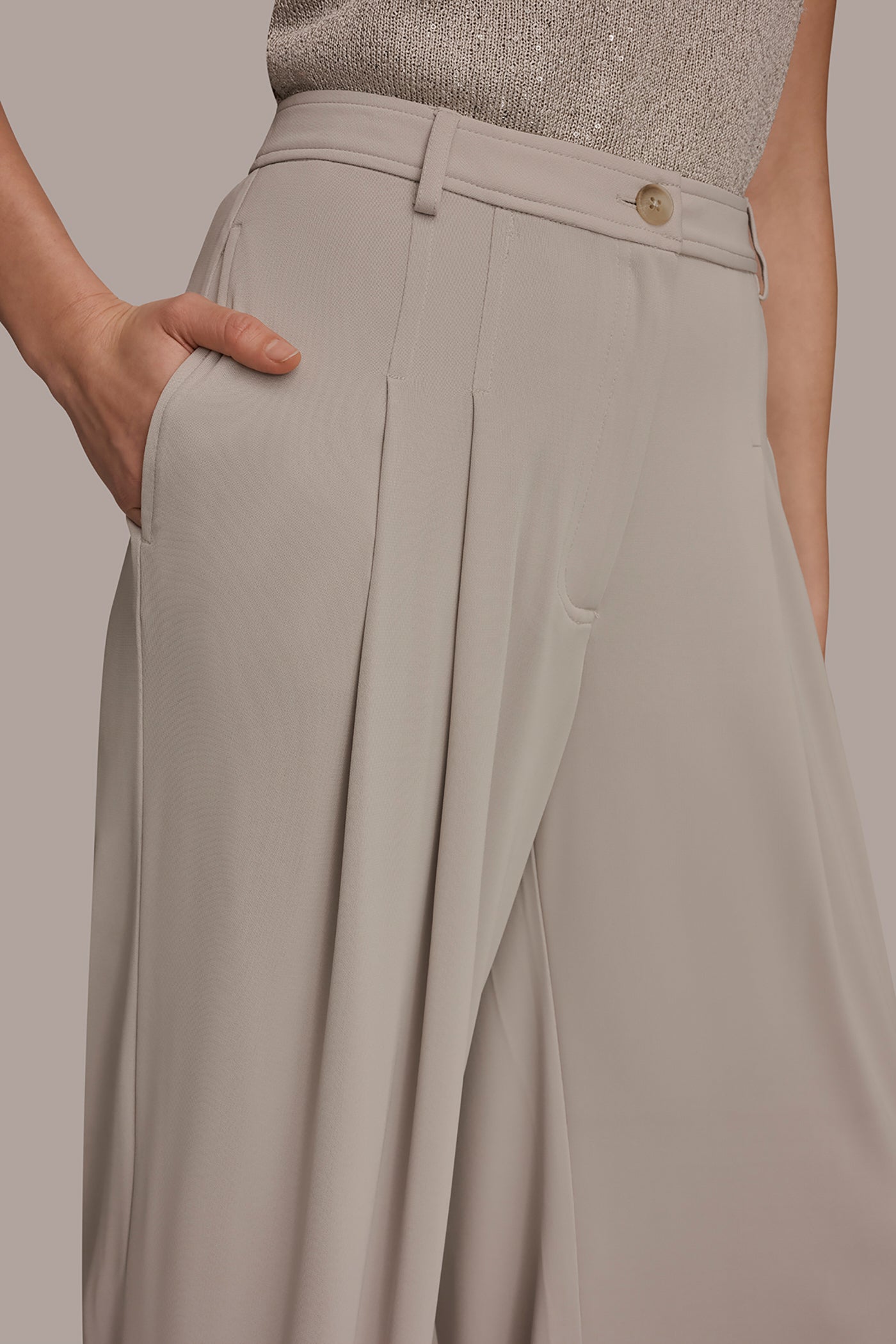 Tuscan Grey PLEATED KNIT PANT Donna Karan