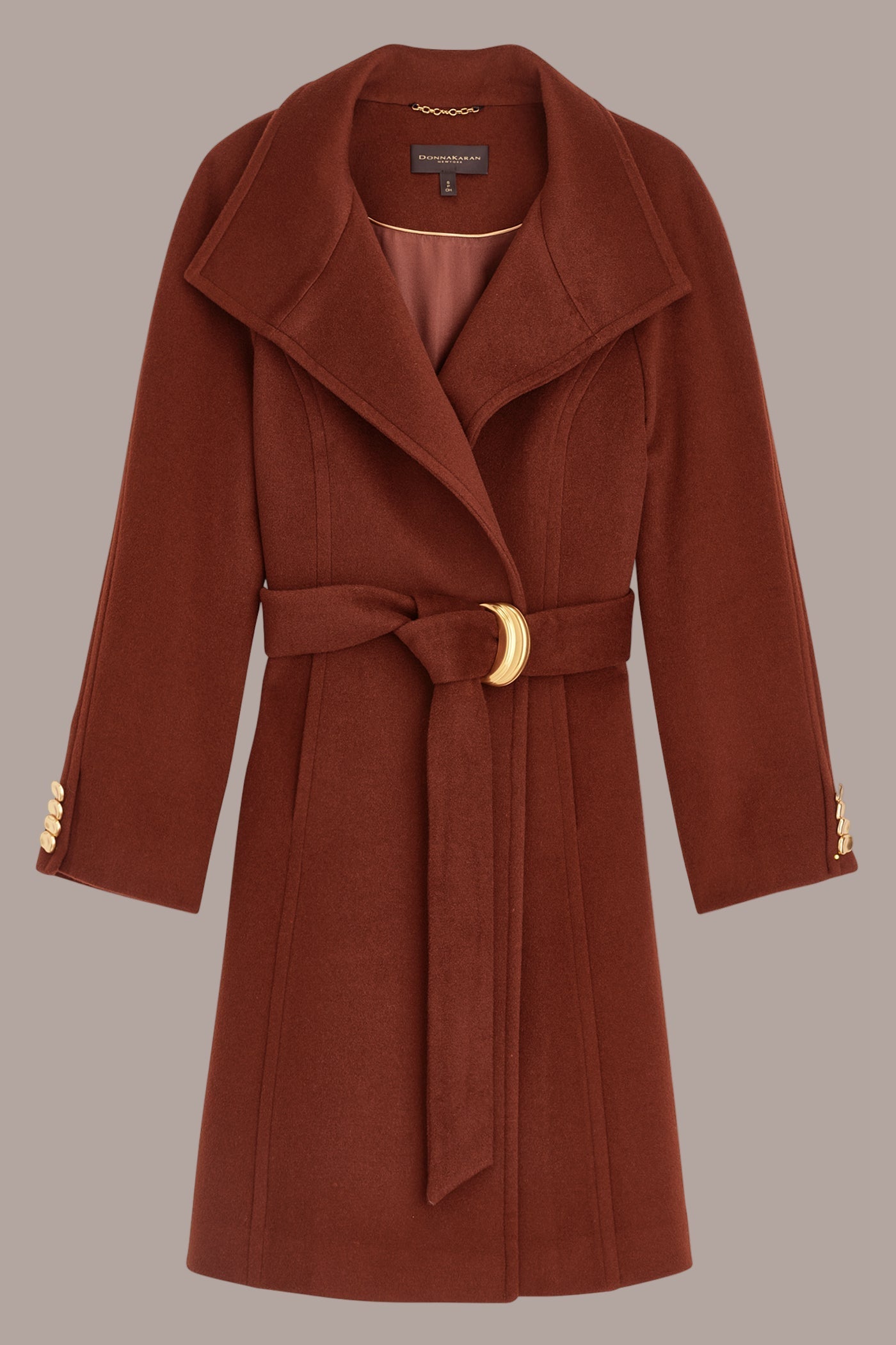 Whiskey WOOL TRENCH COAT Donna Karan
