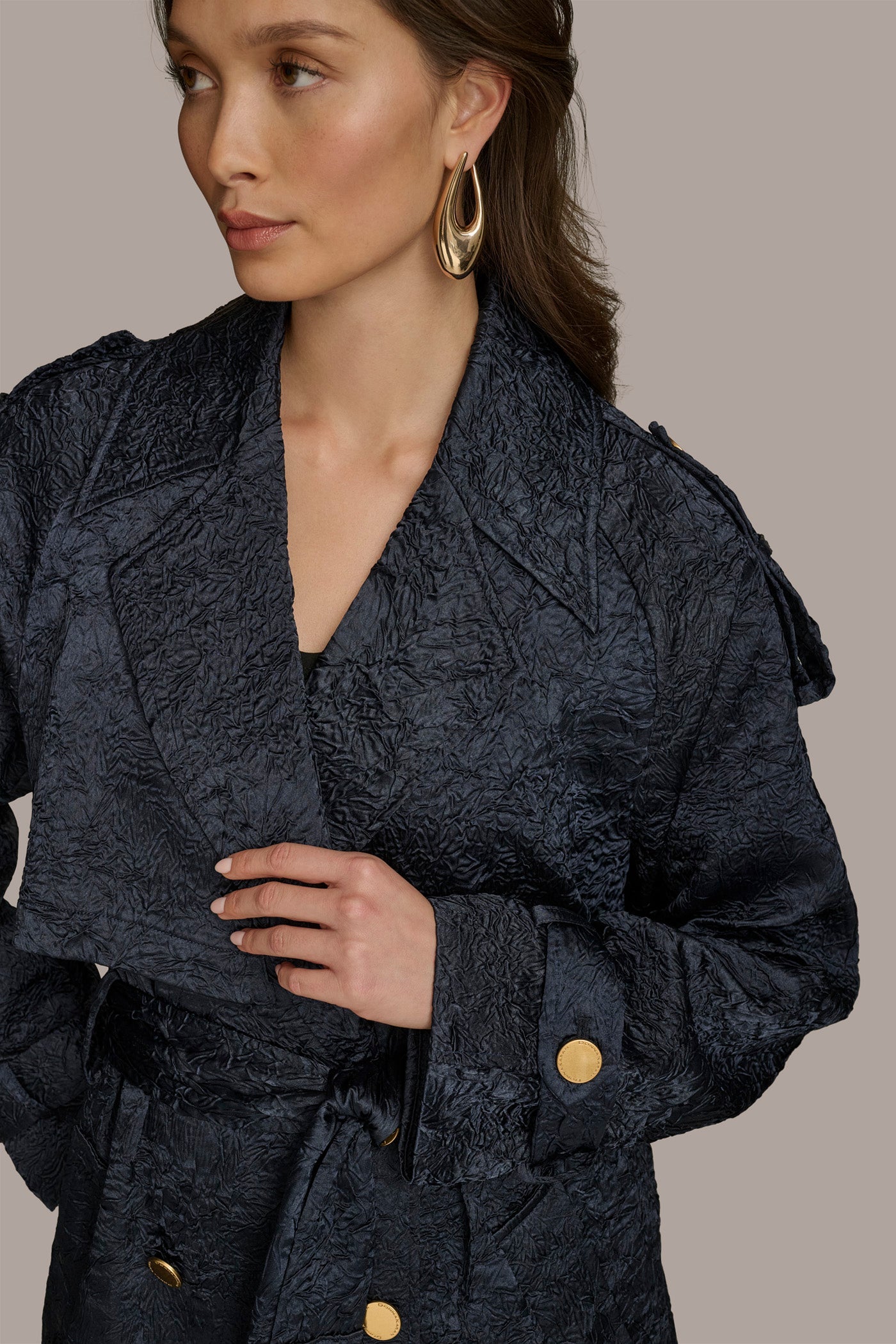 NIGHTFALL CRUSHED SATIN TRENCH COAT Donna Karan