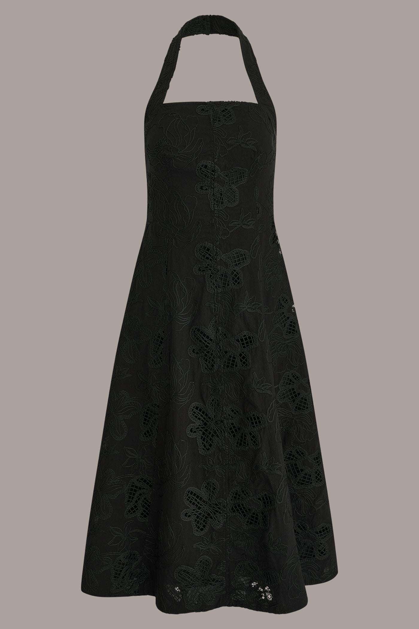 Black SLEEVELESS SWEETHEART MIDI HALTER DRESS Donna Karan