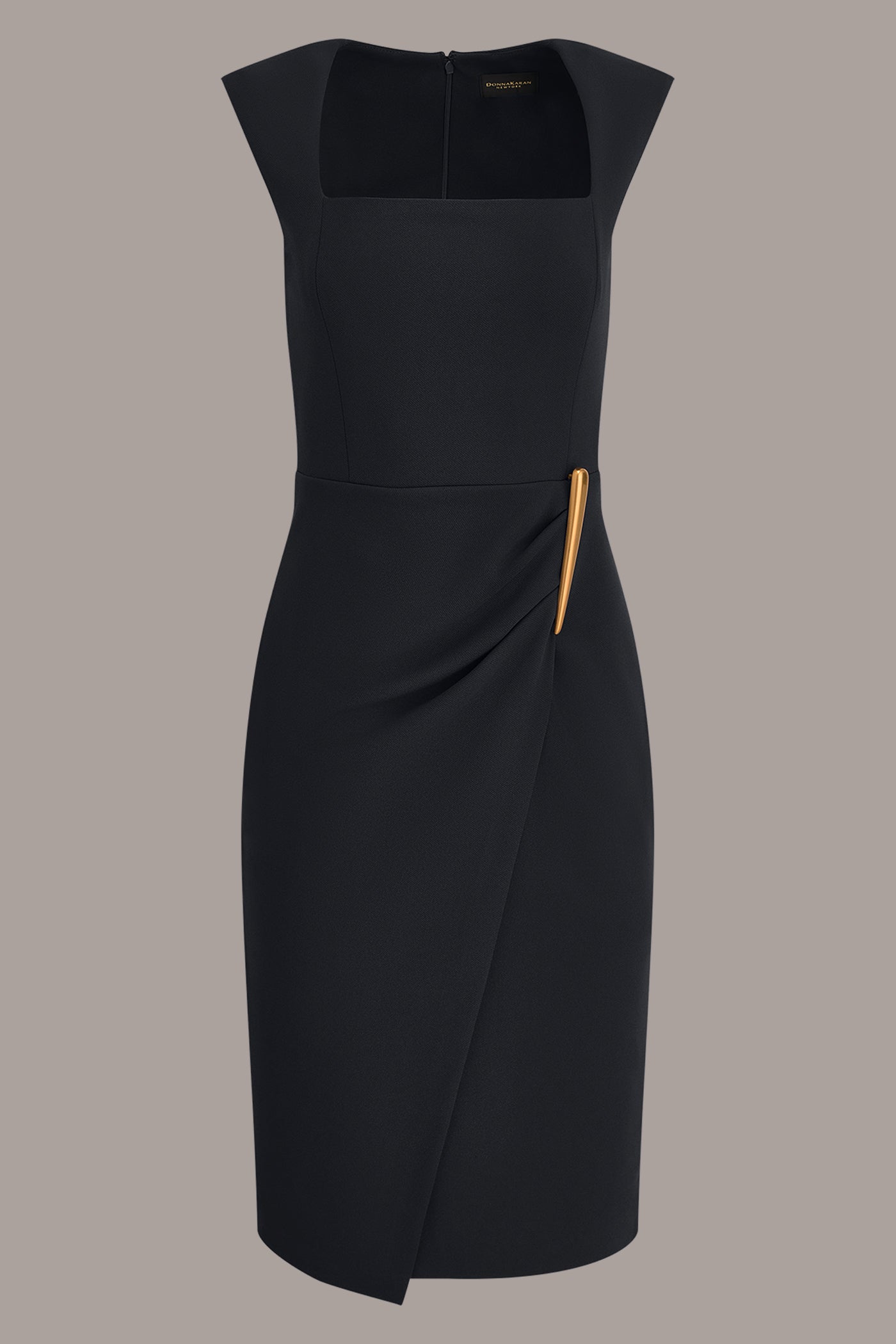 Black SLEEVELESS WRAP-EFFECT MIDI DRESS Donna Karan
