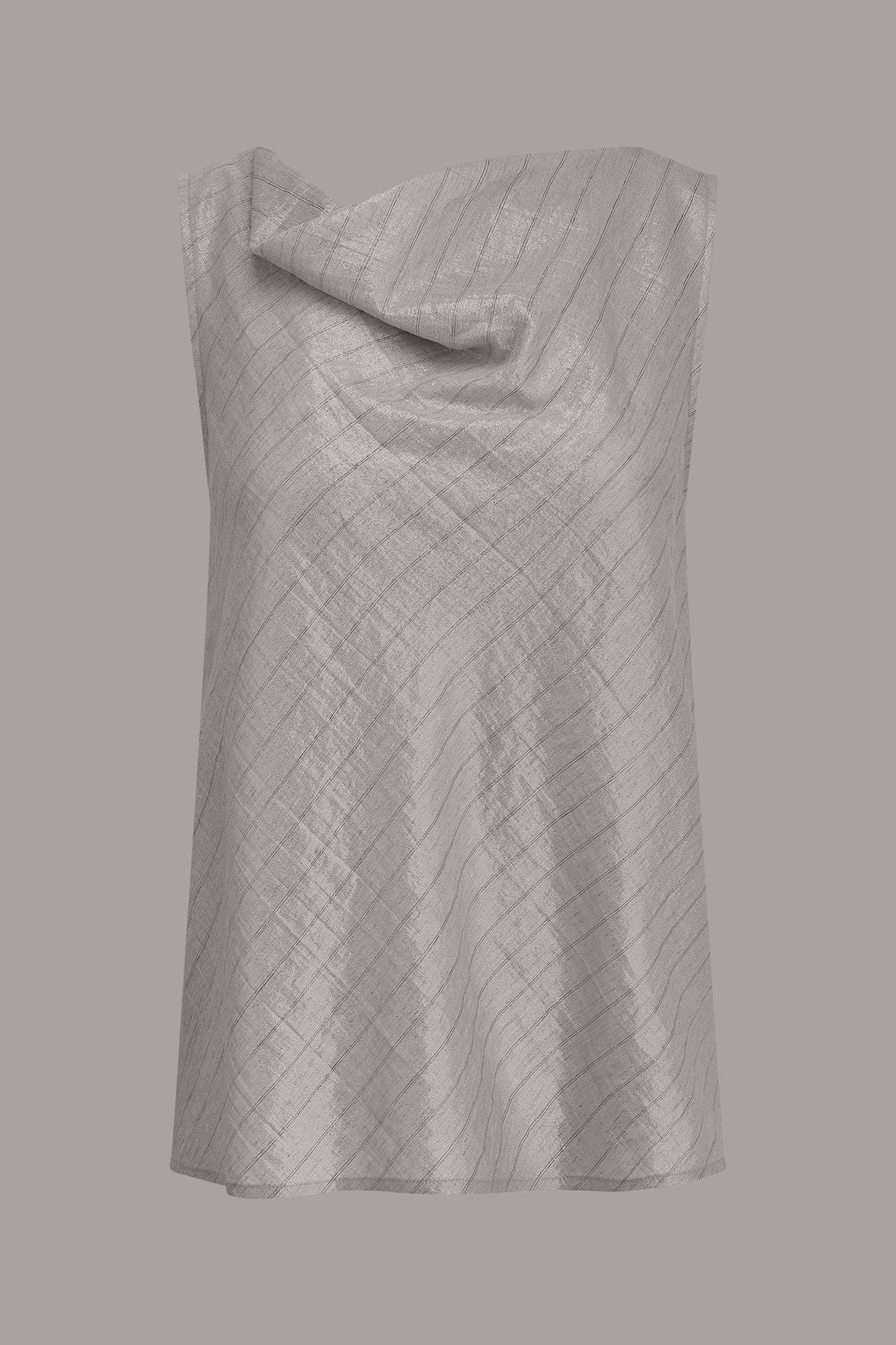 Sisal/Canyon SLEEVELESS METALLIC PINSTRIPE TOP Donna Karan