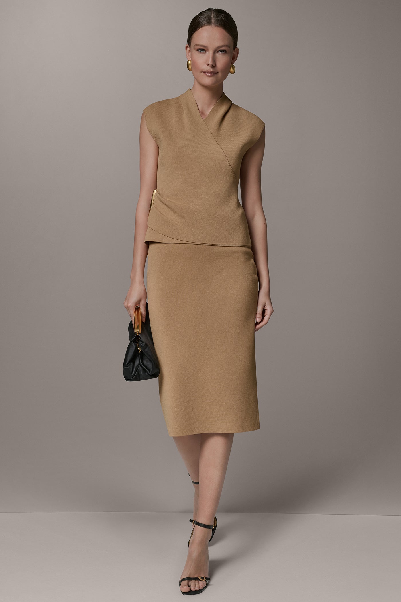 Fawn V-NECK WRAP-EFFECT TOP Donna Karan