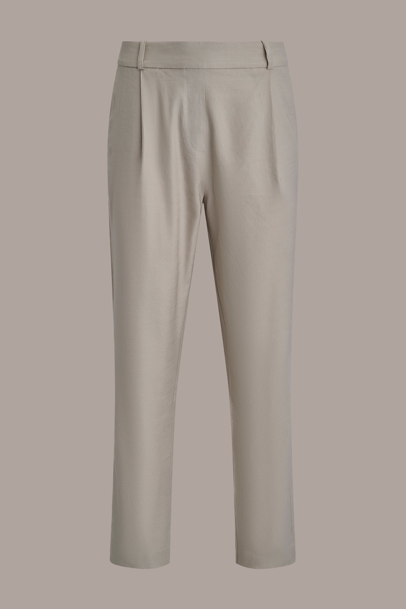 Tuscan Grey LINEN-BLEND PLEATED STRAIGHT ANKLE PANT Donna Karan