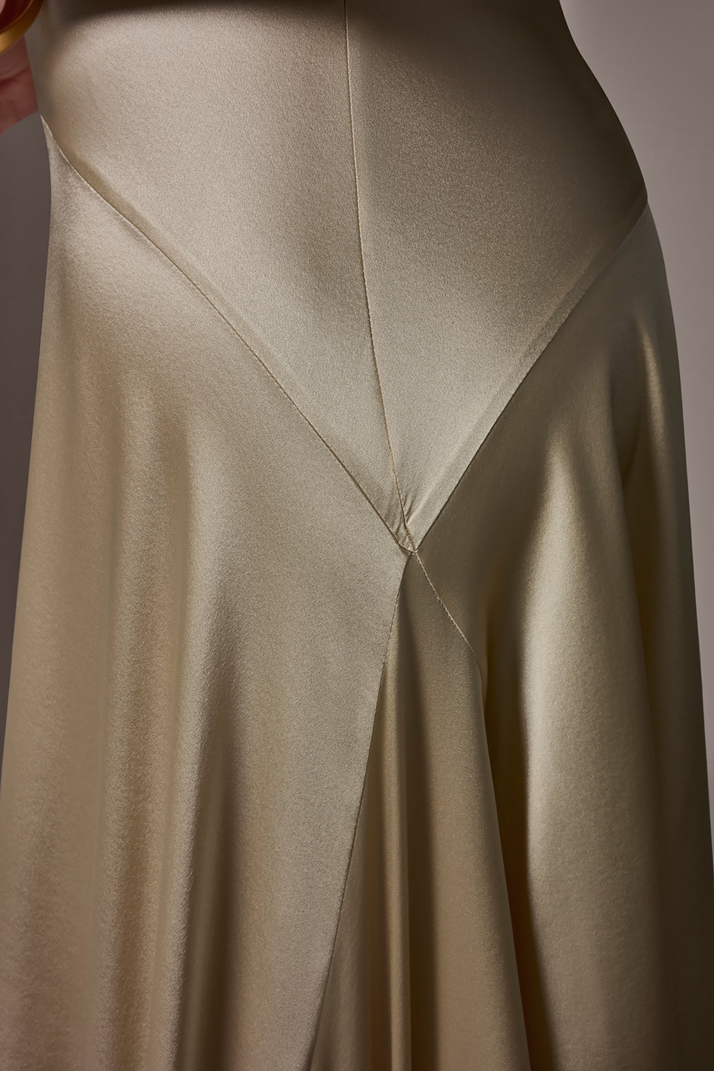 Light Gold SILK-CHARMEUSE MIDI A-LINE DRESS Donna Karan