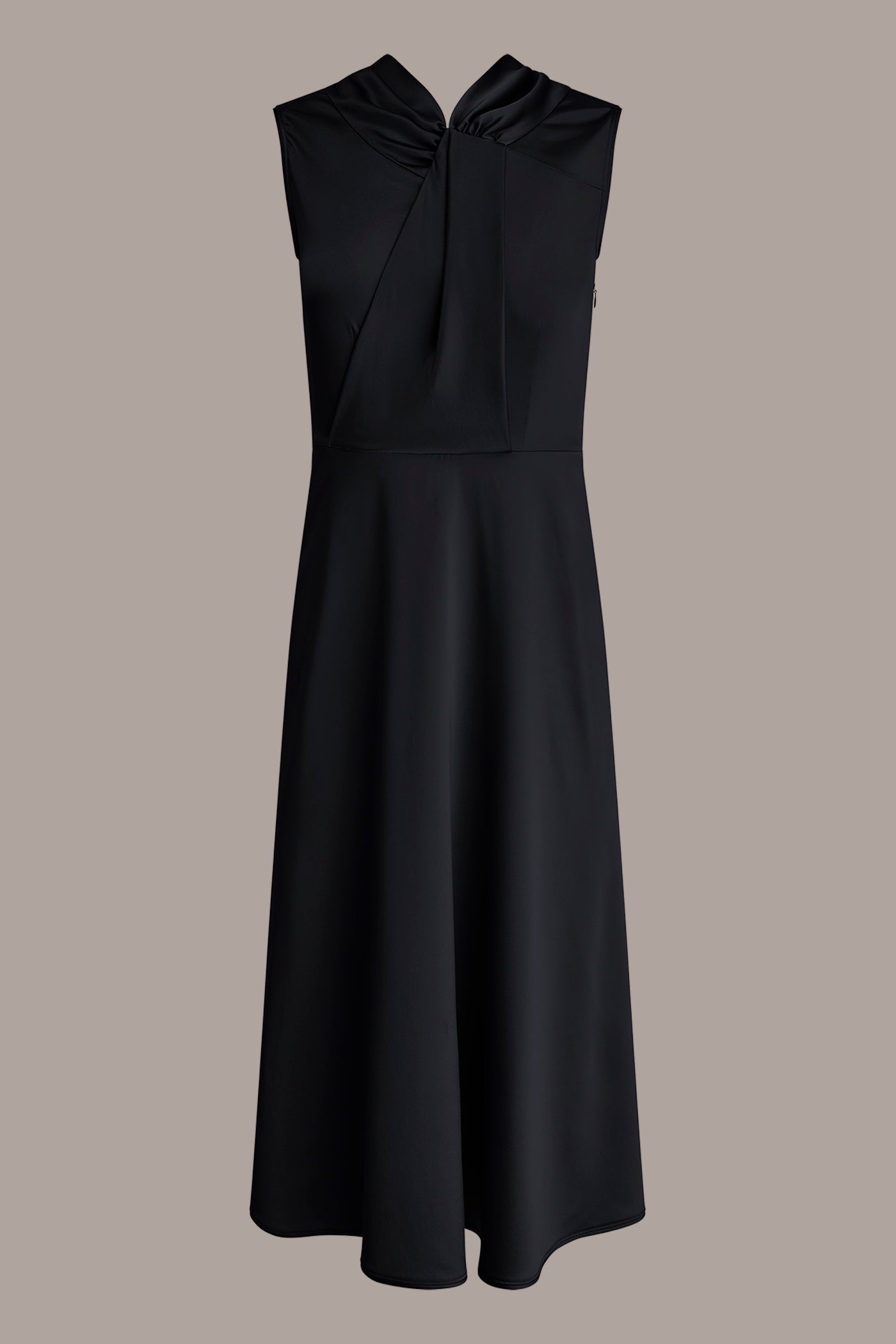 Black SILK-CHARMEUSE MIDI A-LINE DRESS Donna Karan