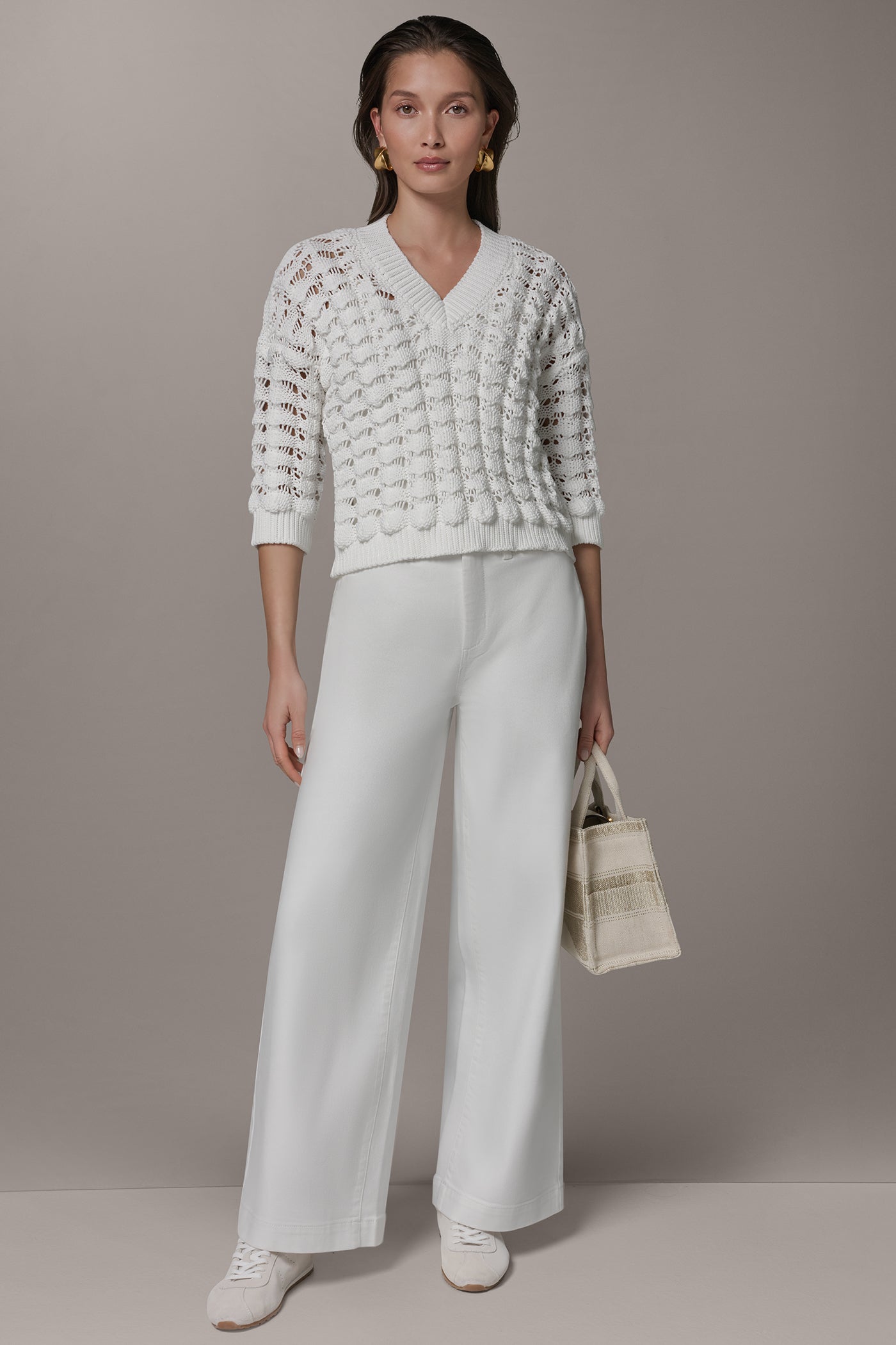 Cream 3/4 SLEEVE SWEATER Donna Karan