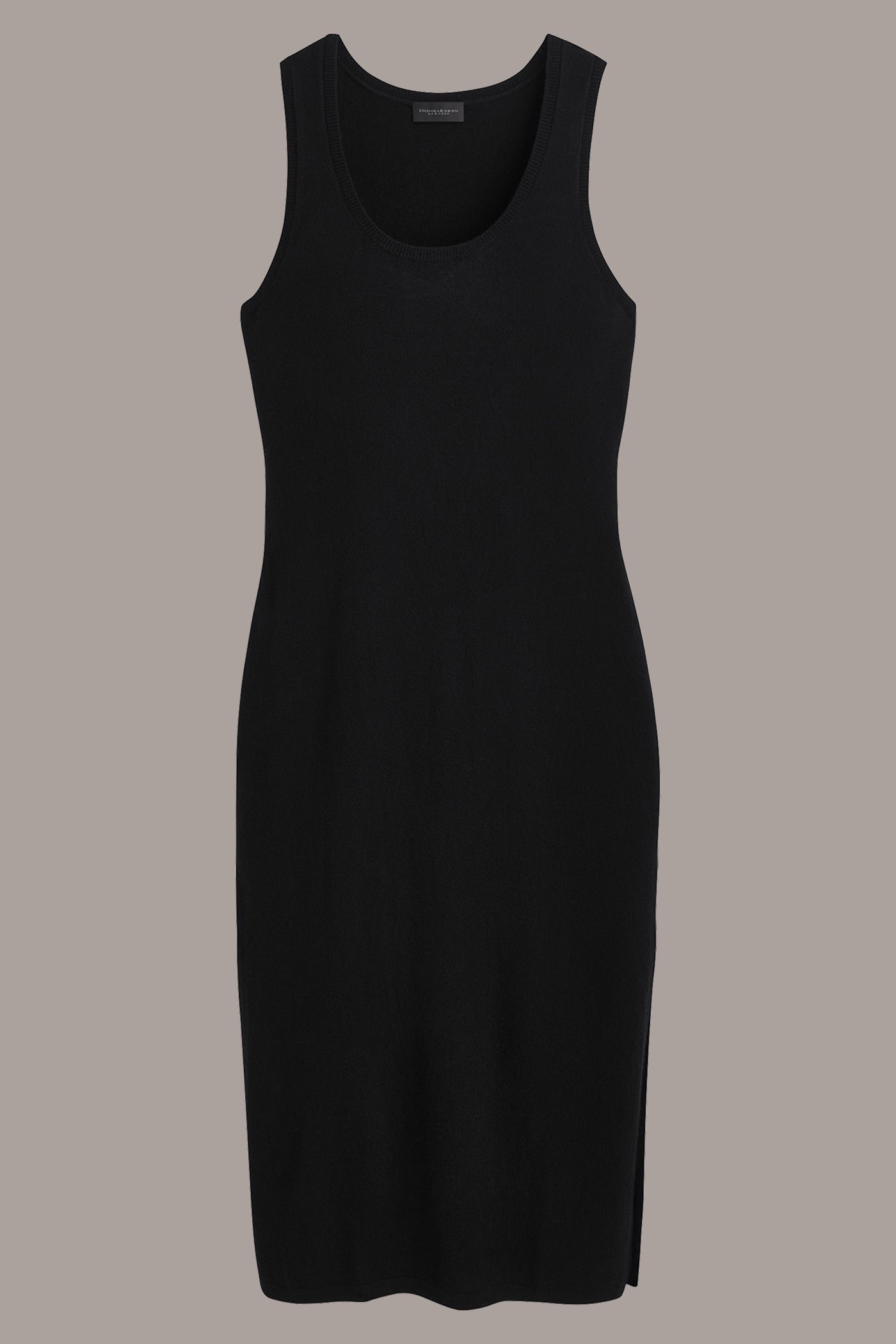 Black CASHMERE SLEEVELESS MIDI TANK DRESS Donna Karan