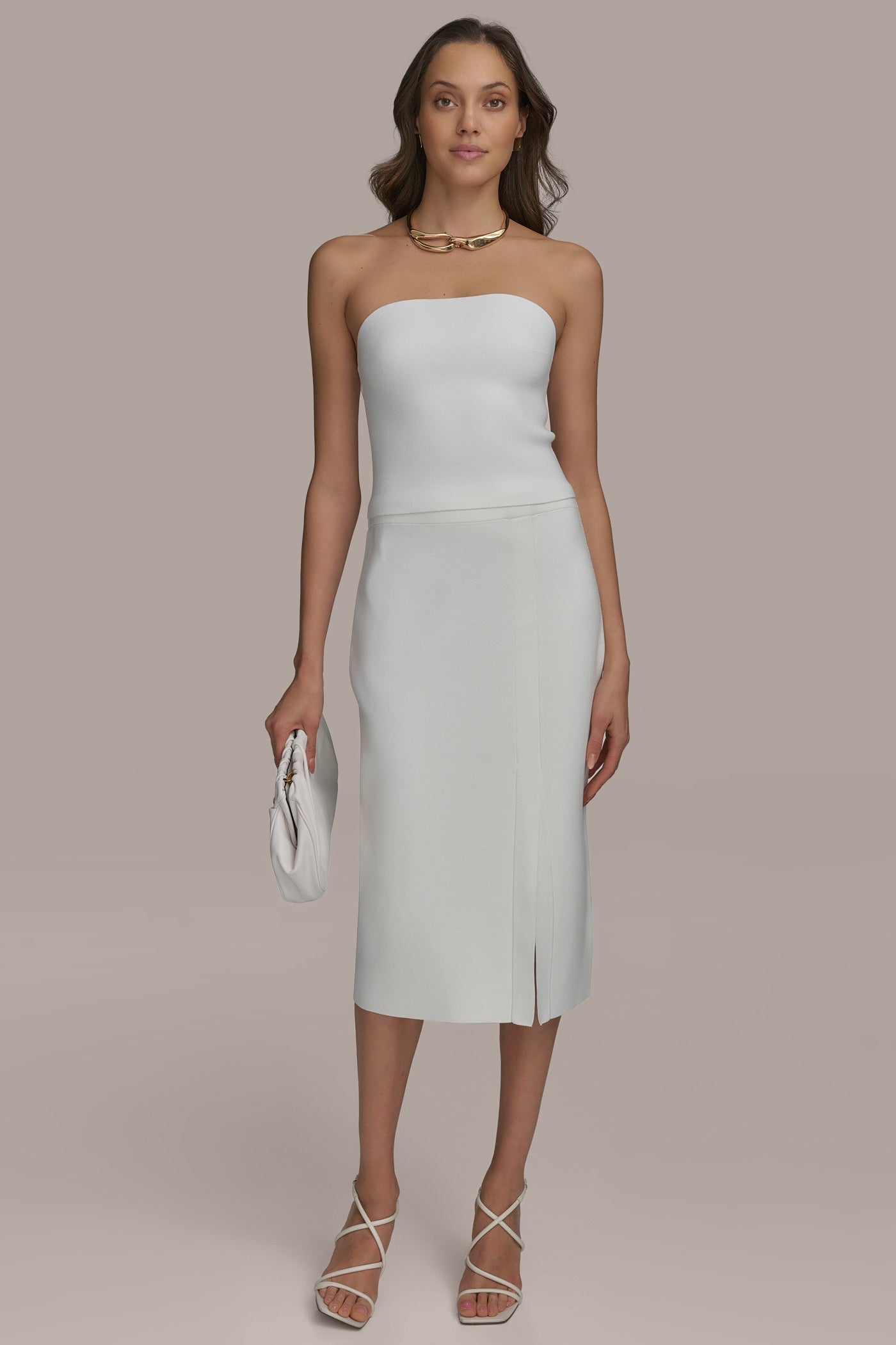 CREAM SWEATER BANDEAU TOP Donna Karan
