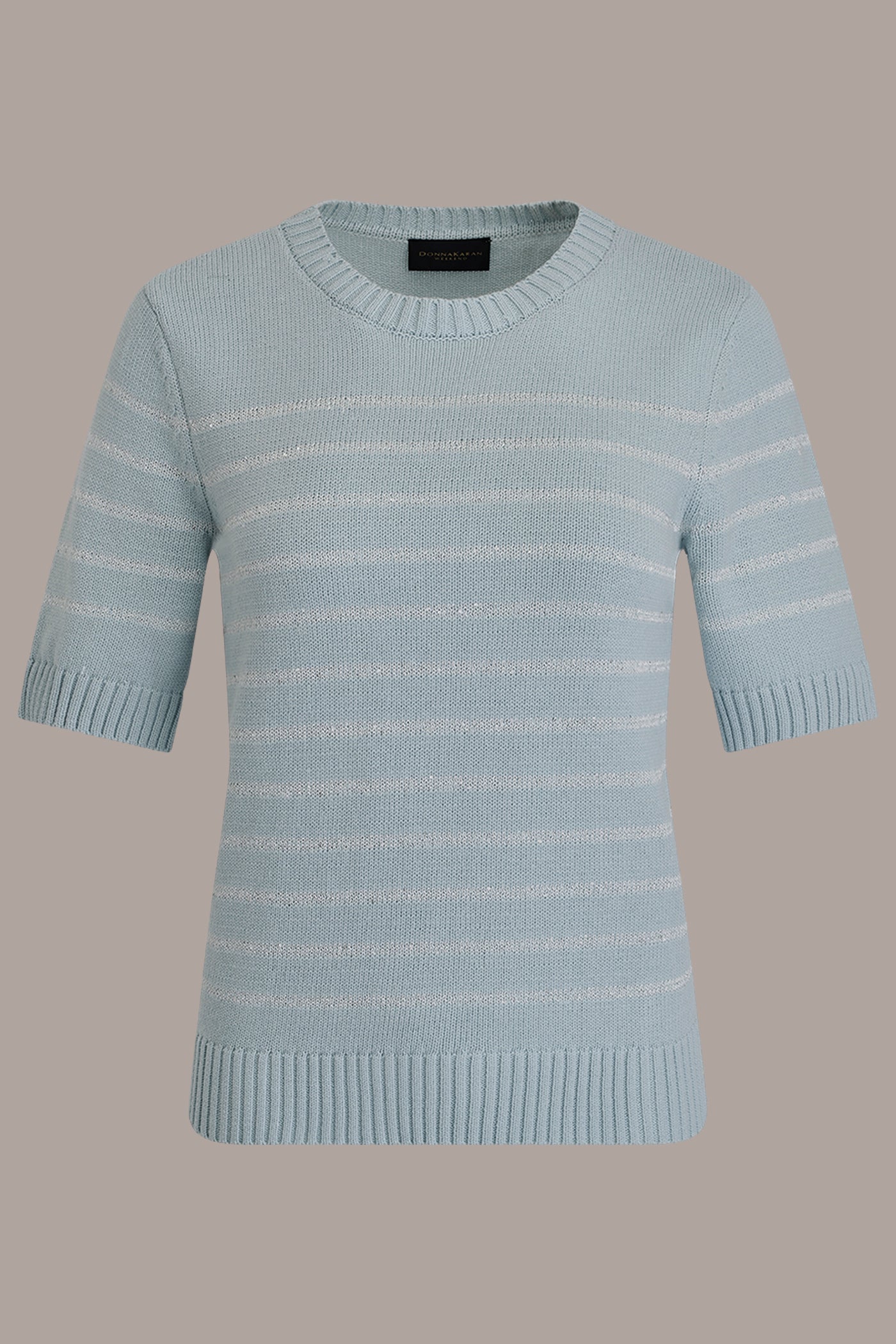 Sea Mist SEQUIN STRIPE SWEATER Donna Karan