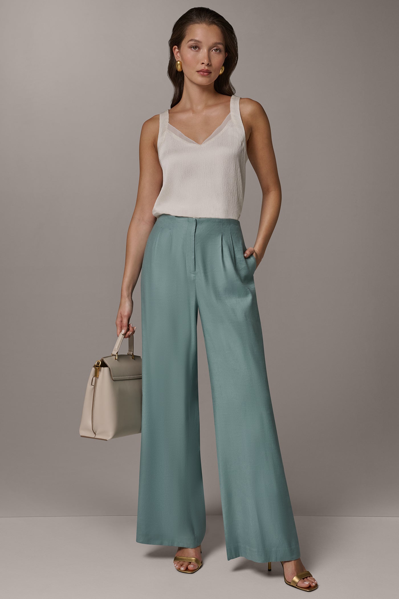 Waterlily EXTRA HIGH-RISE PLEATED WIDE-LEG PANT Donna Karan