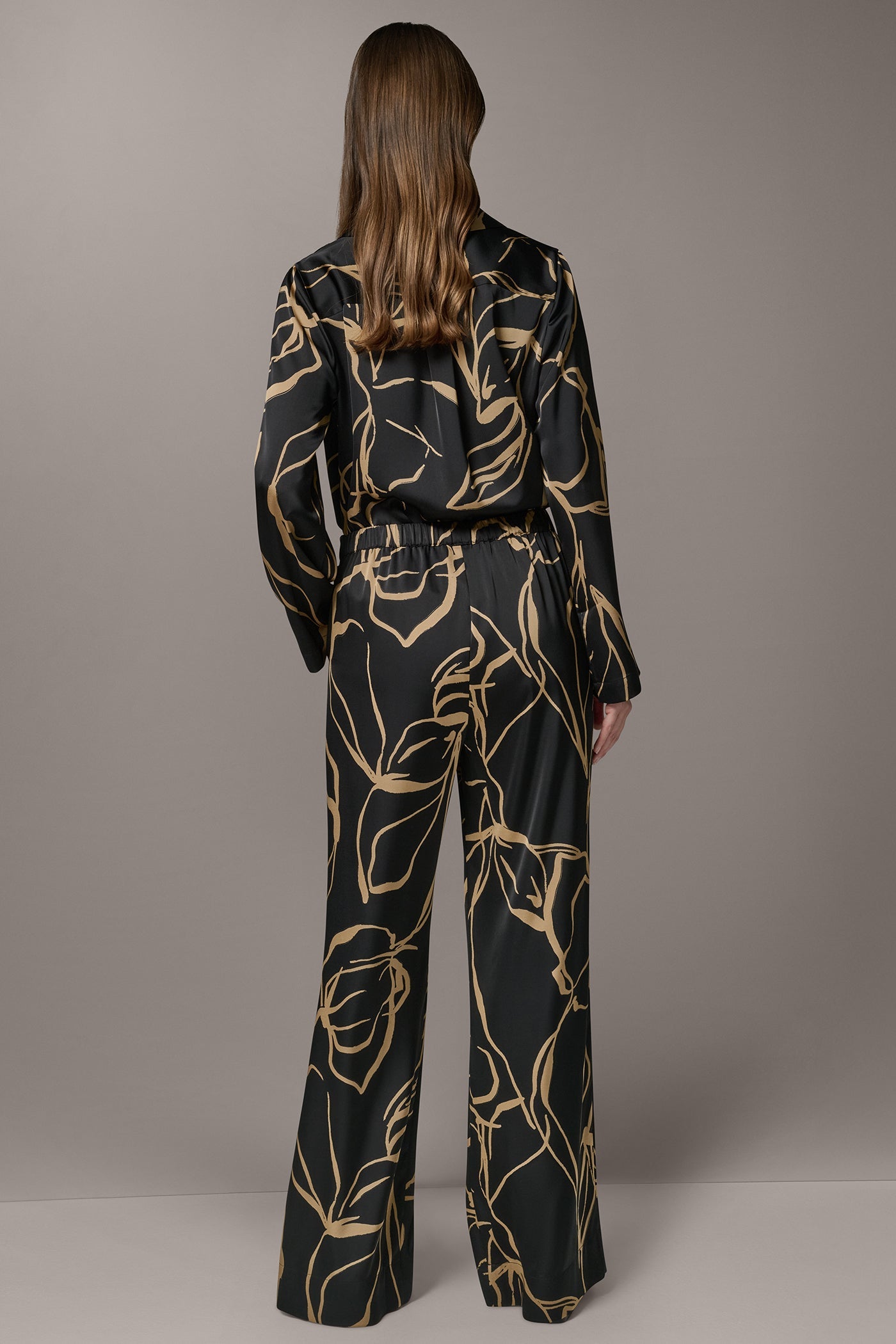 Black /Fawn EXTRA HIGH-RISE WIDE-LEG PULL-ON PANT Donna Karan