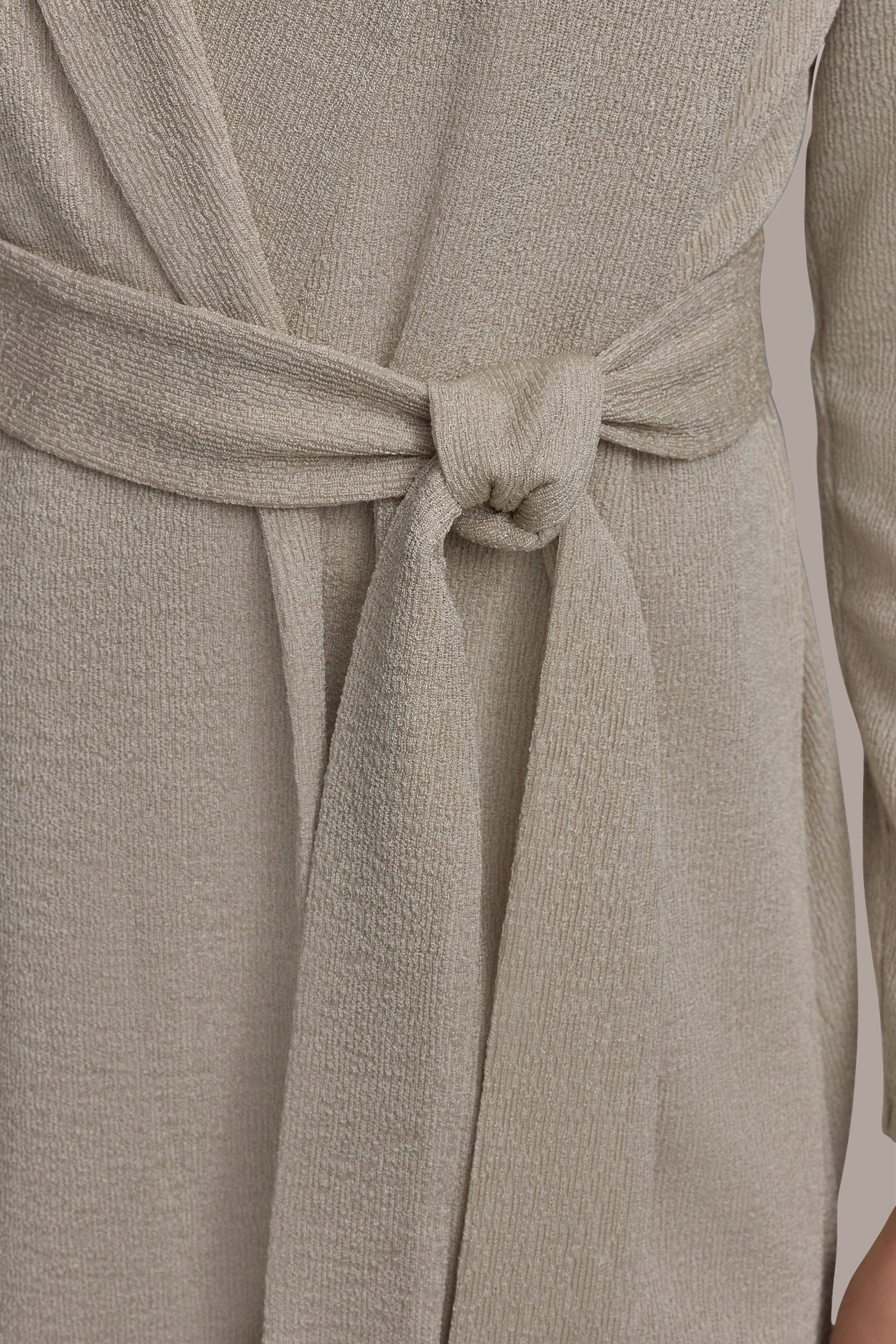Grey BELTED KNIT JACKET Donna Karan