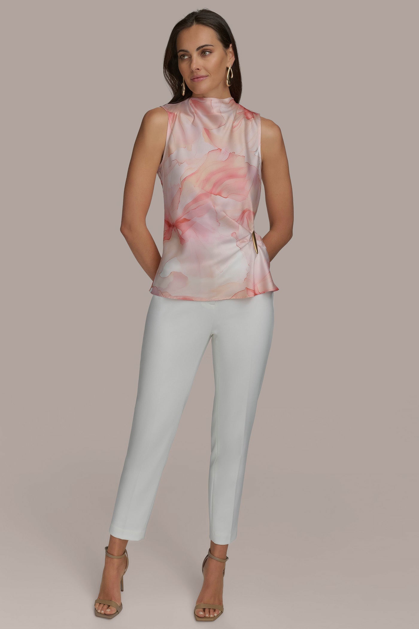 APRICOT MULTI PART SLEEVELESS WITH HARDWARE WAIST Donna Karan