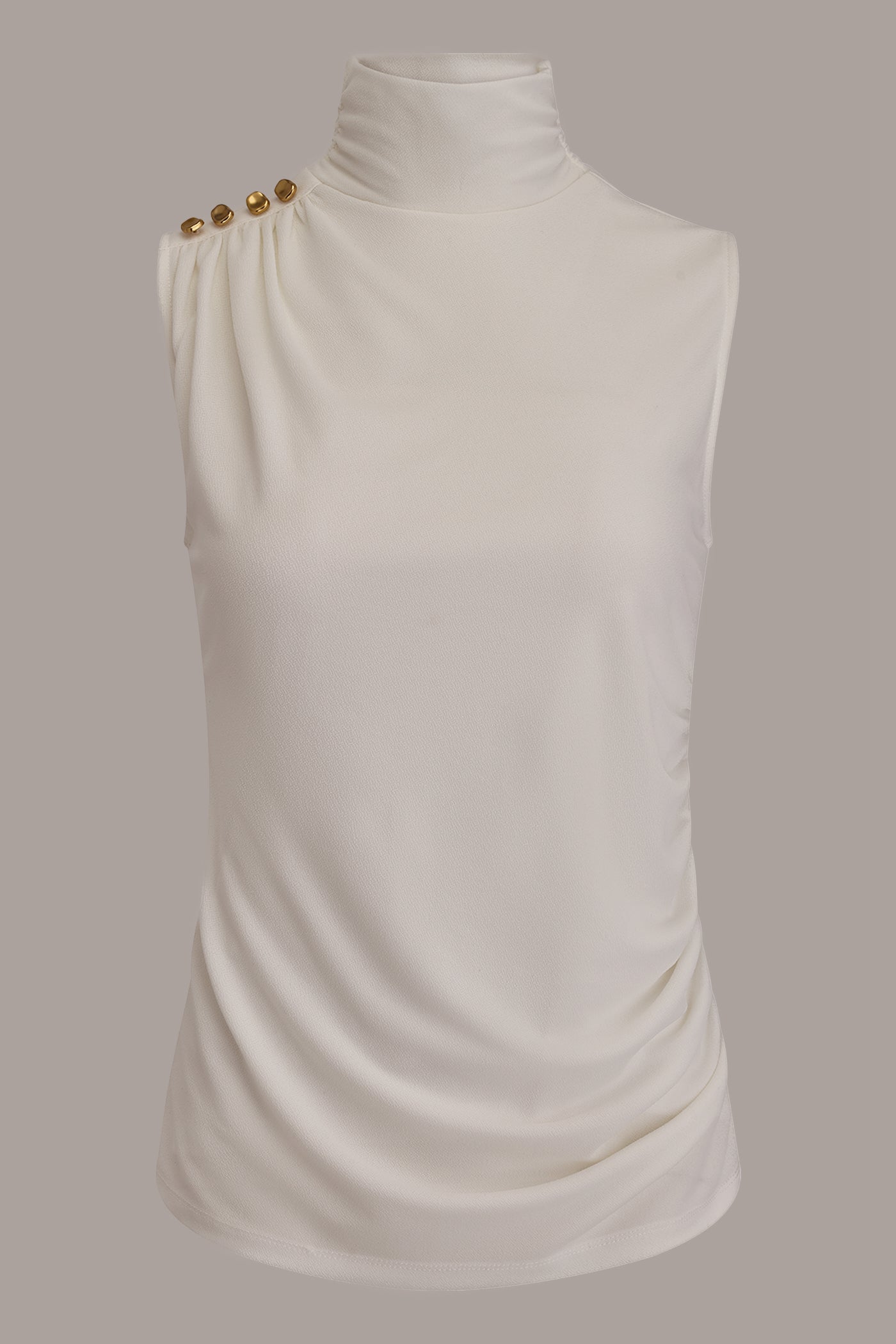 Cream BUTTON SHOULDER BLOUSE Donna Karan