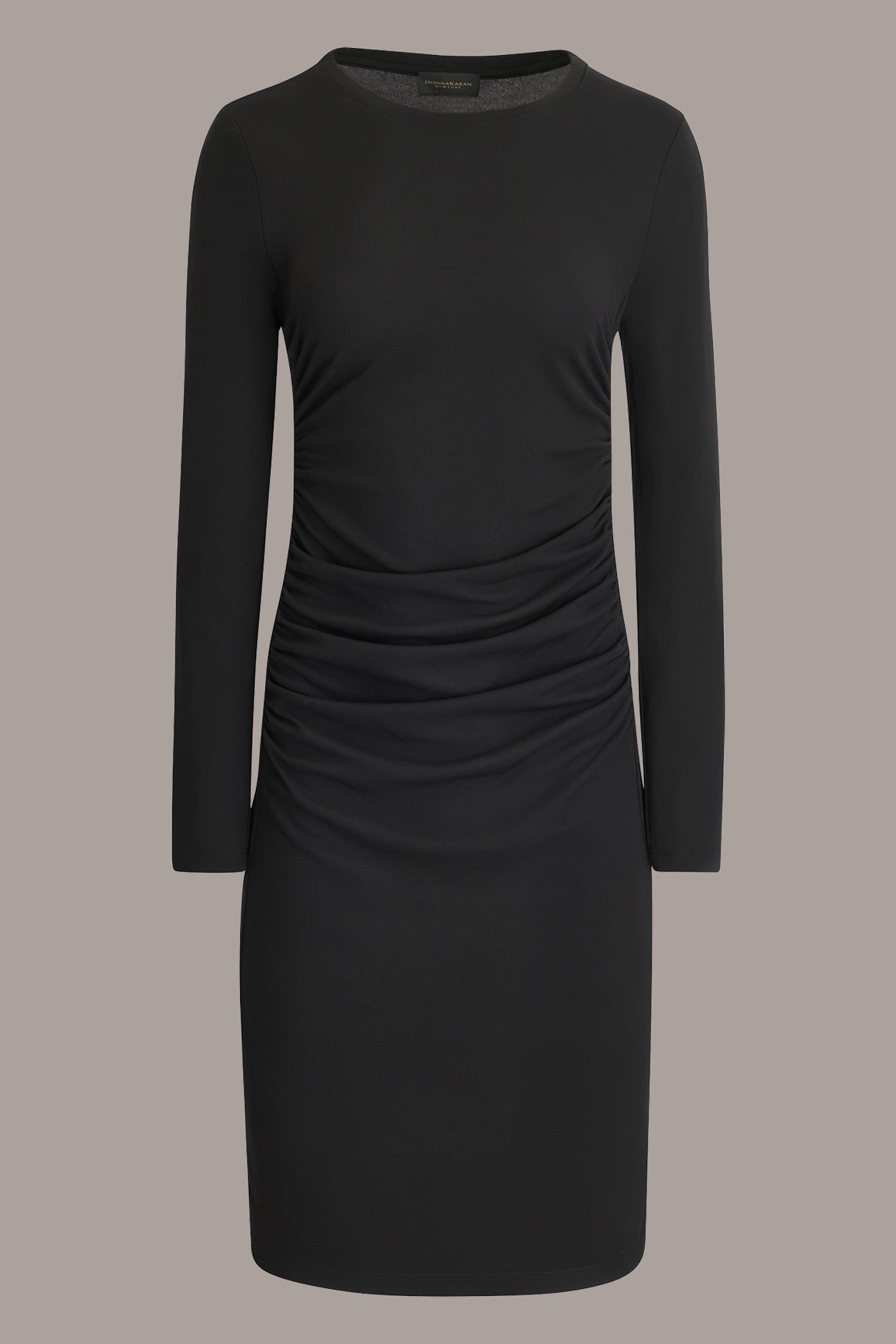 Black LONG SLEEVE RUCHED DRESS Donna Karan