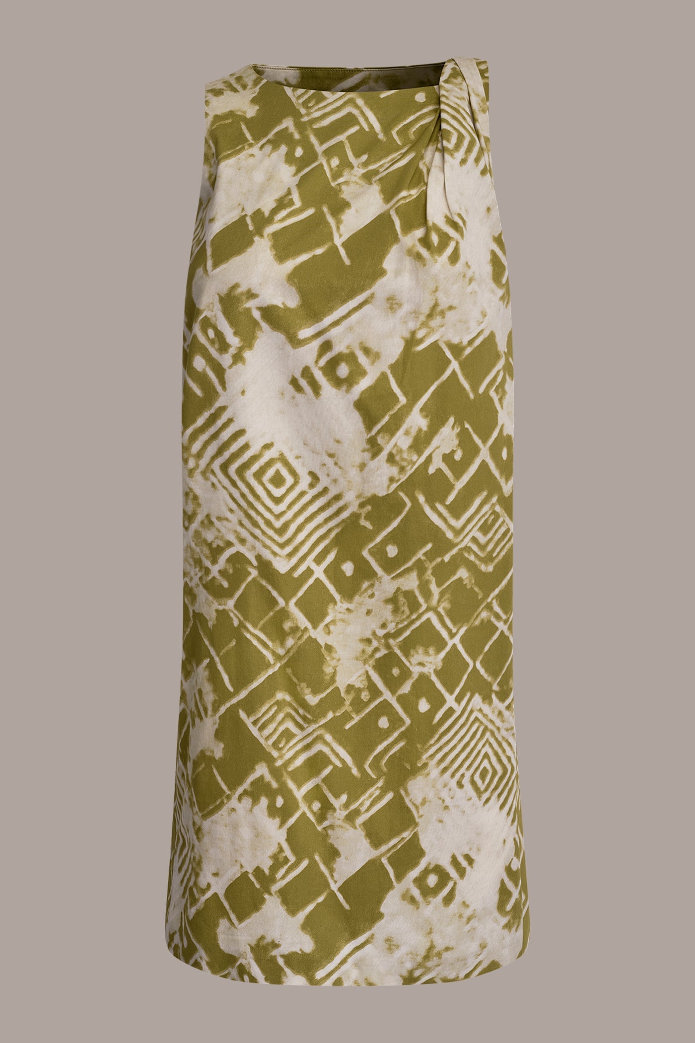 Kiwi Multi COTTON-SATEEN TWIST SHOULDER SHIFT DRESS Donna Karan