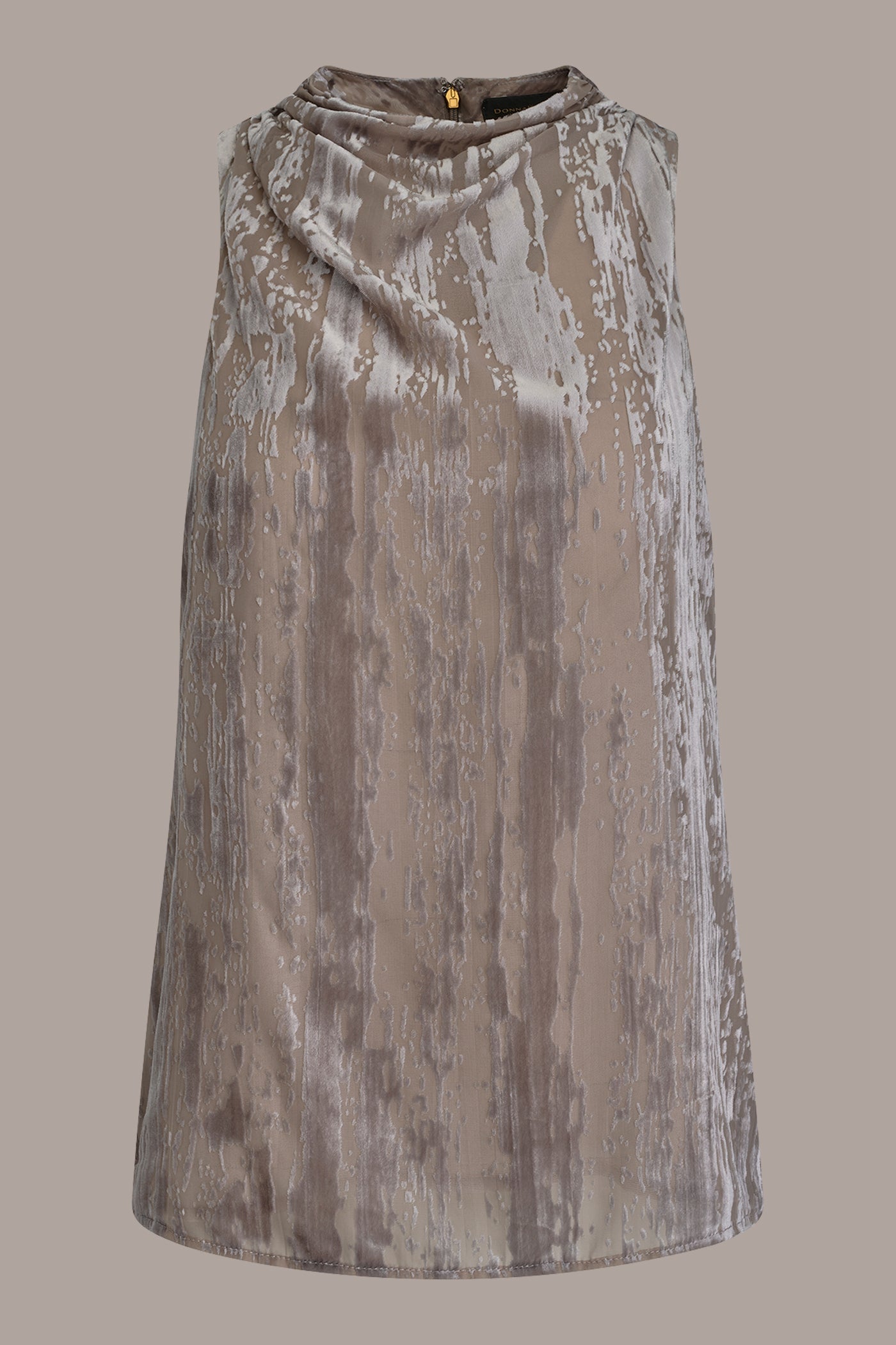 VAPOR SLEEVELESS HIGH-NECK BURNOUT BLOUSE Donna Karan