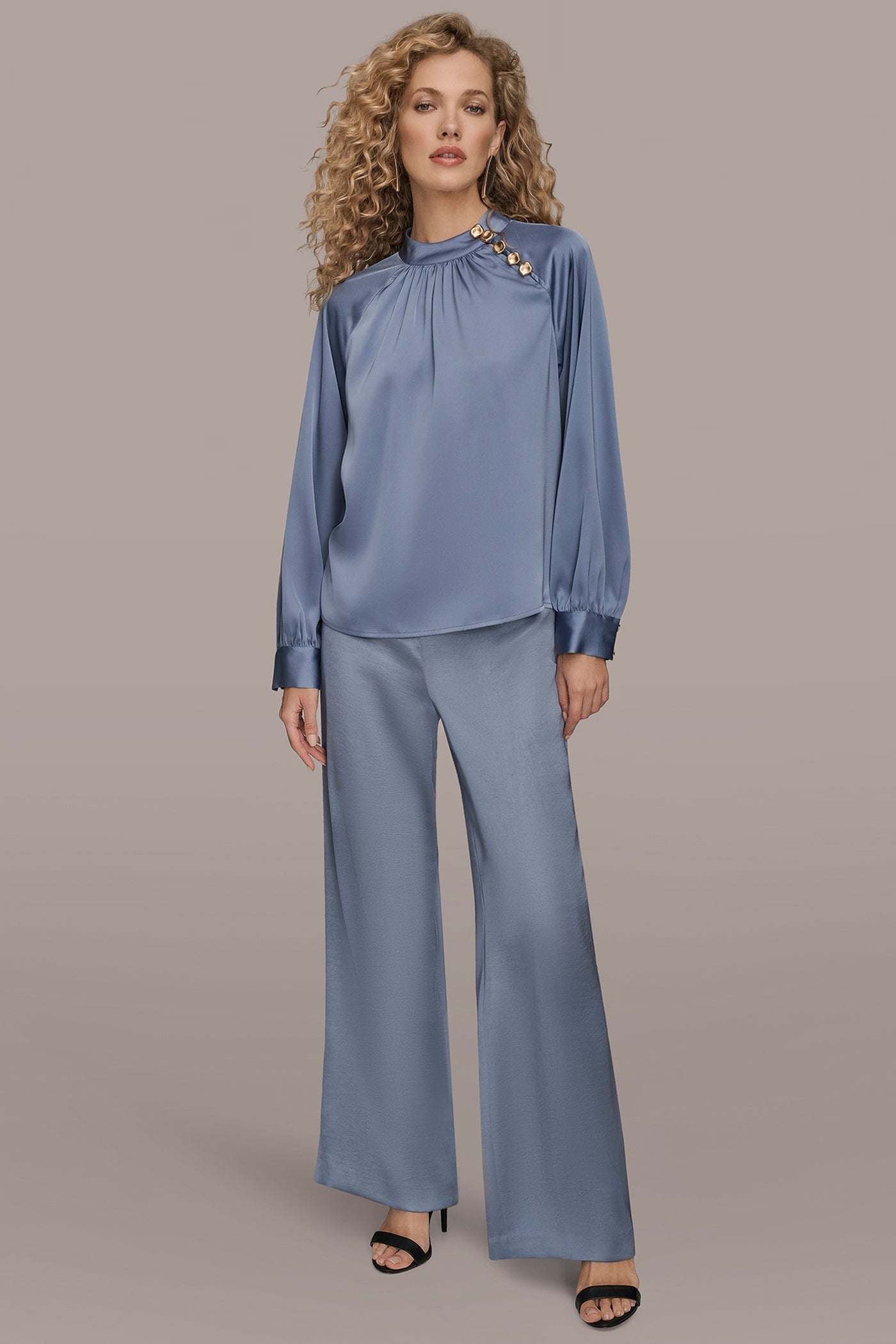 TEMPEST BUTTON-NECK BLOUSE Donna Karan